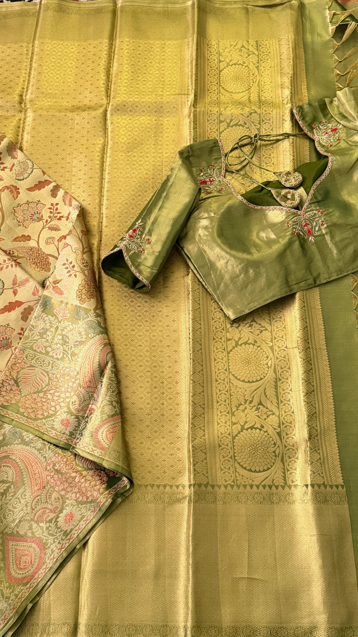 Olive Green Kanchi Silk Saree