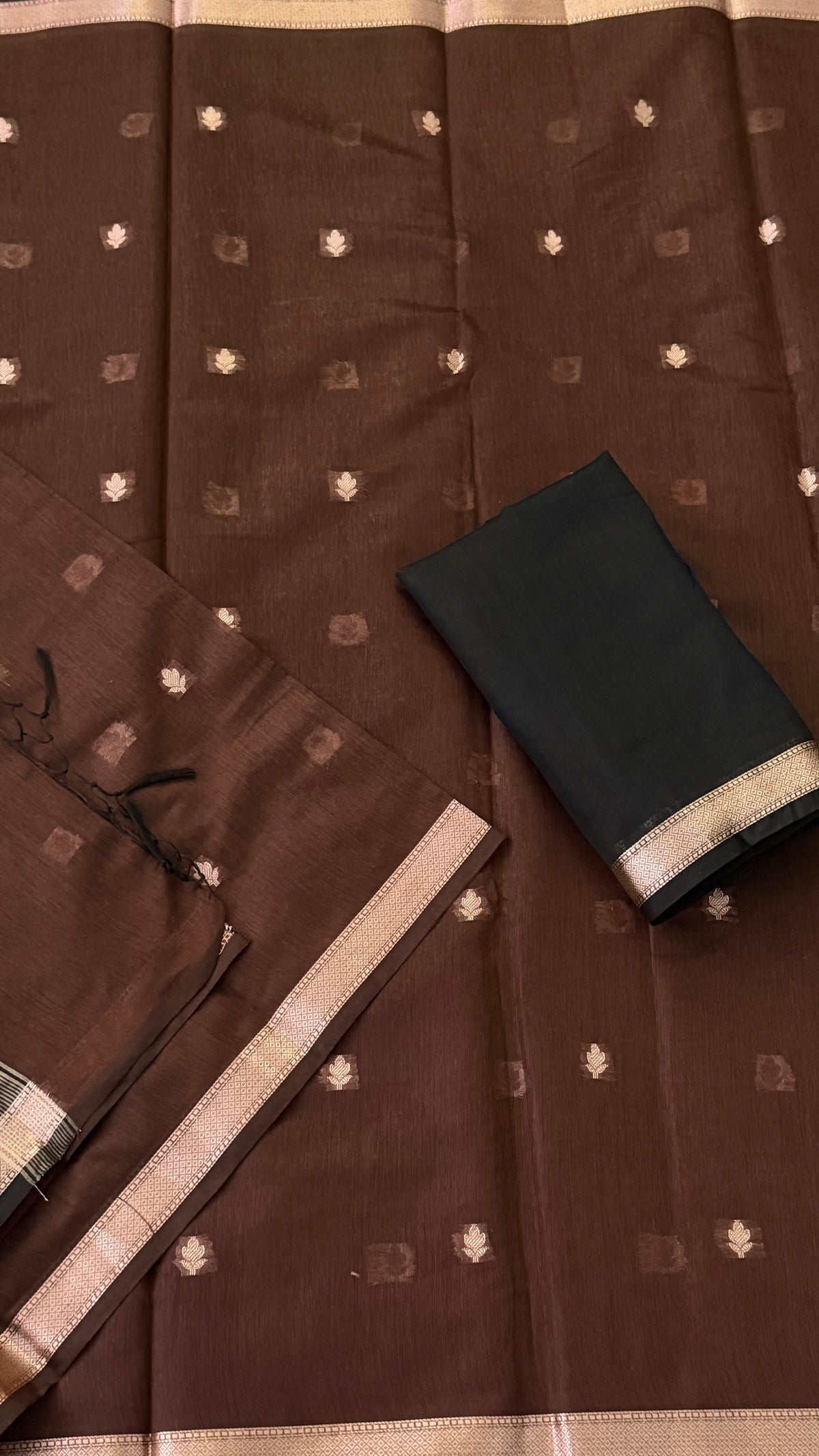 Brown Silk Linen Saree