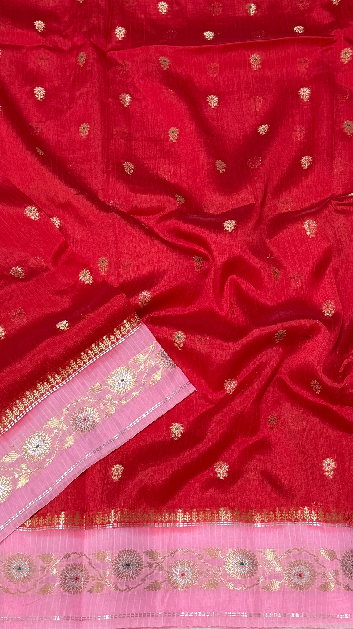 Red Viscose Beneras Silk Saree