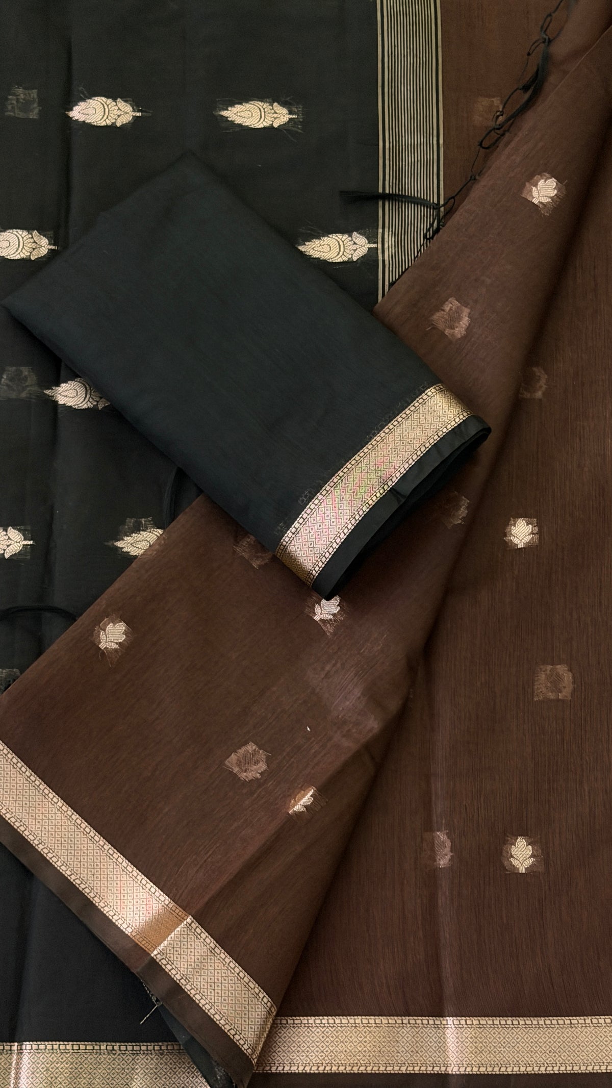 Brown Silk Linen Saree