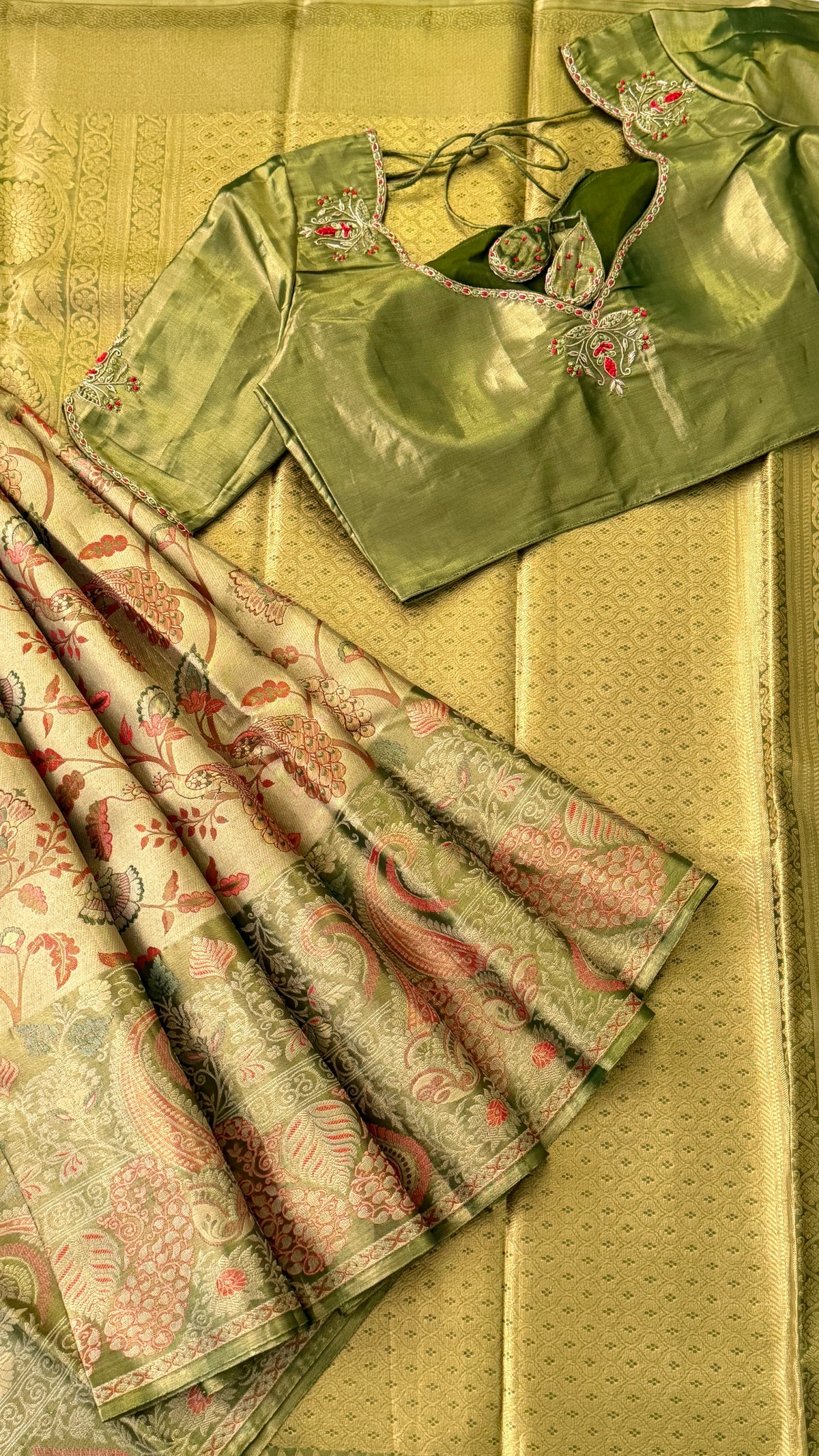 Olive Green Kanchi Silk Saree