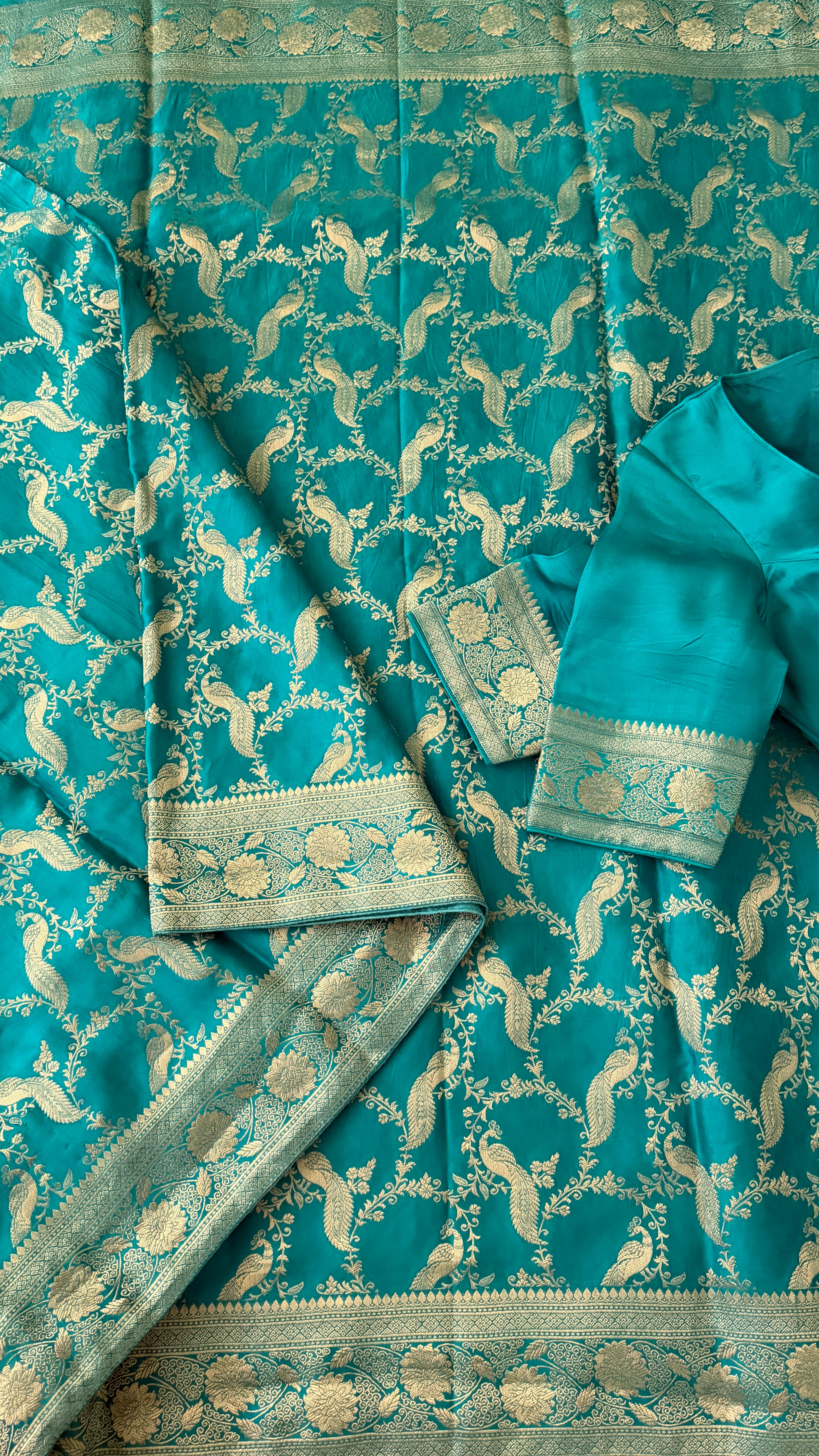 Blue Banarasi Satin Silk Saree