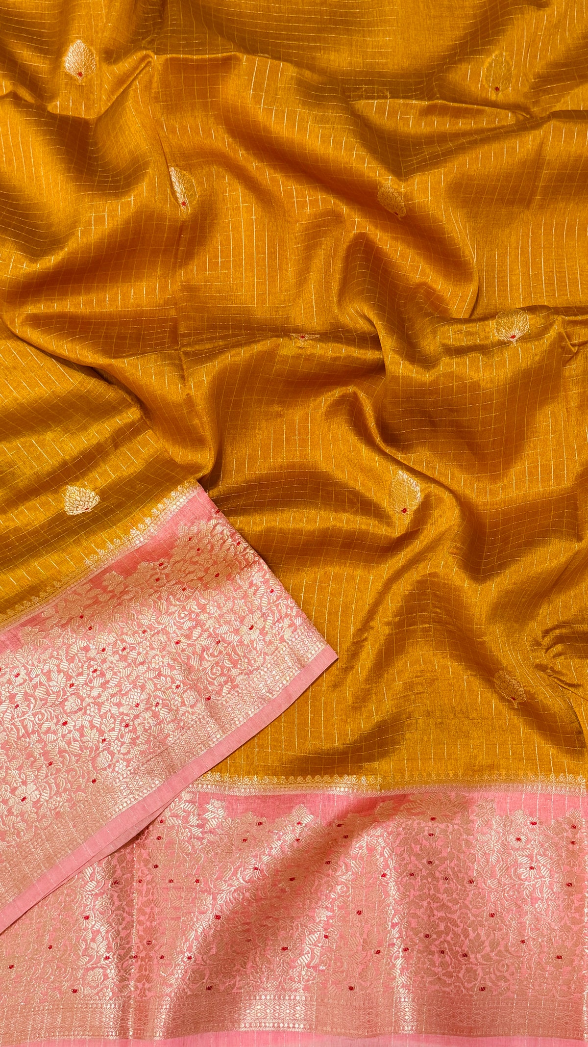 Mustard Viscose Beneras Silk Saree