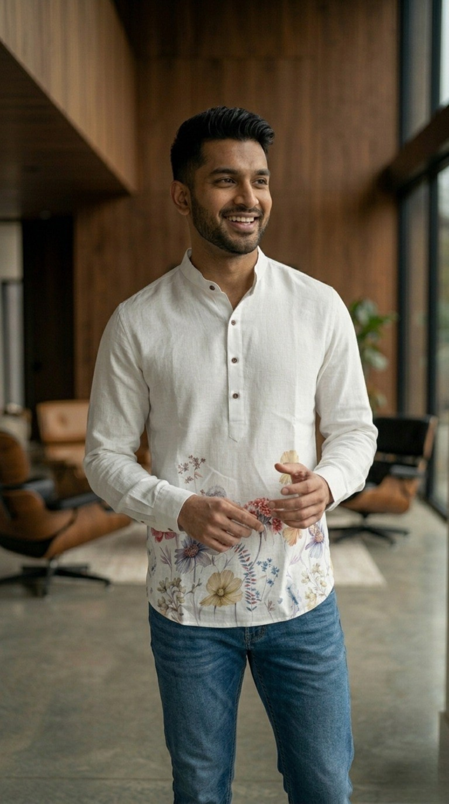 White Linen Short Kurta