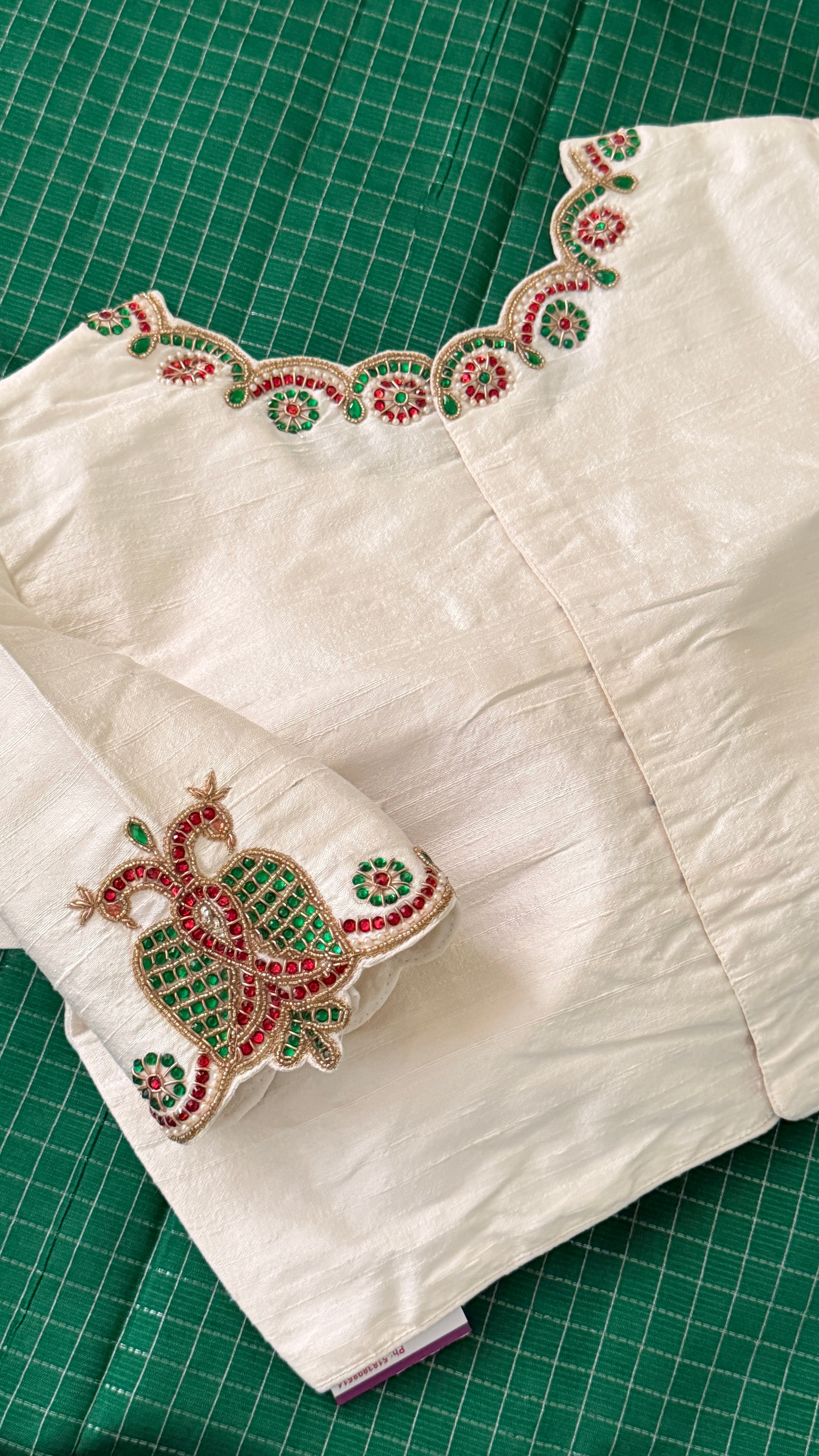 White High-Neck Jewel Blouse