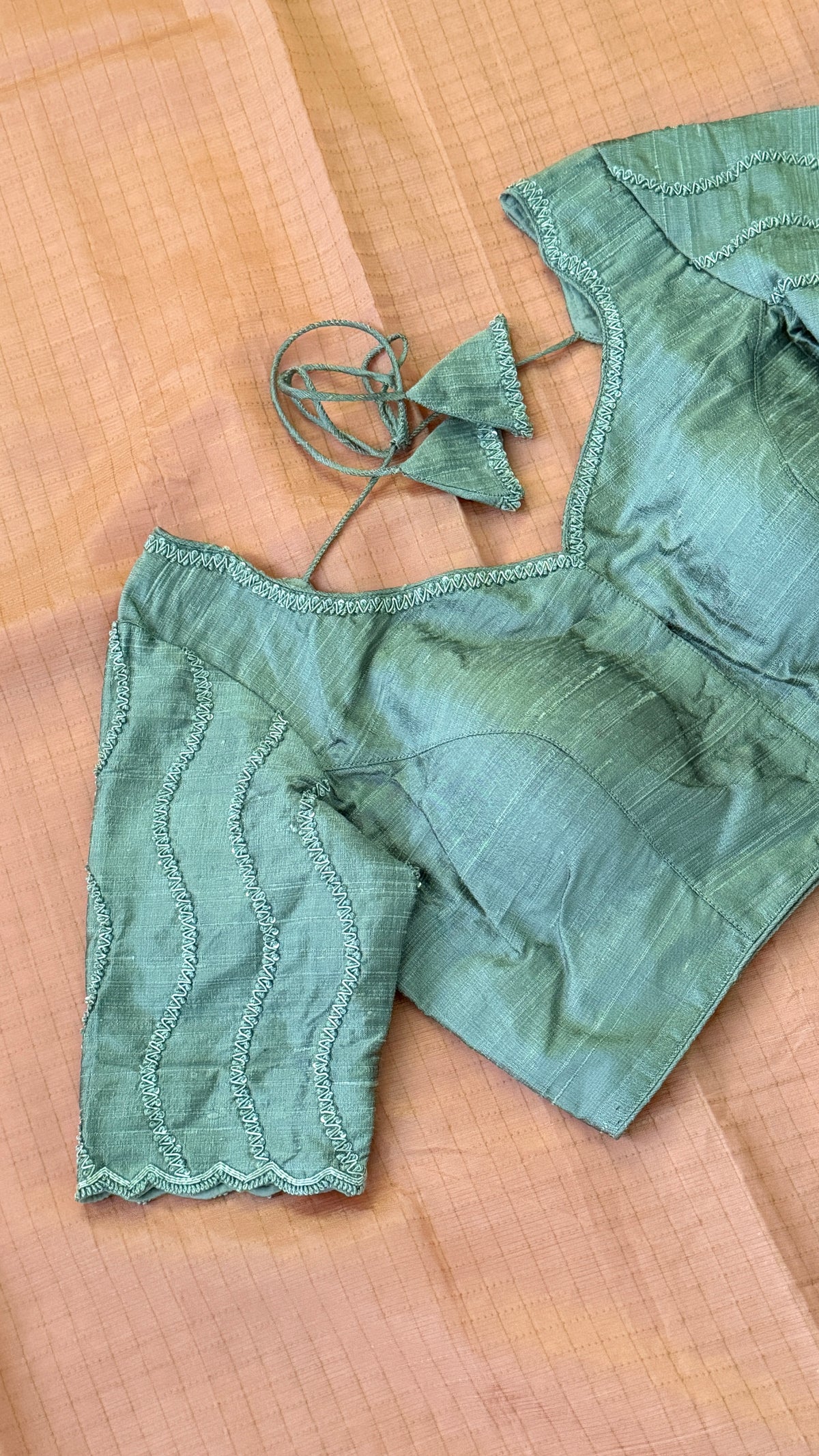 Grey Raw Silk Blouse