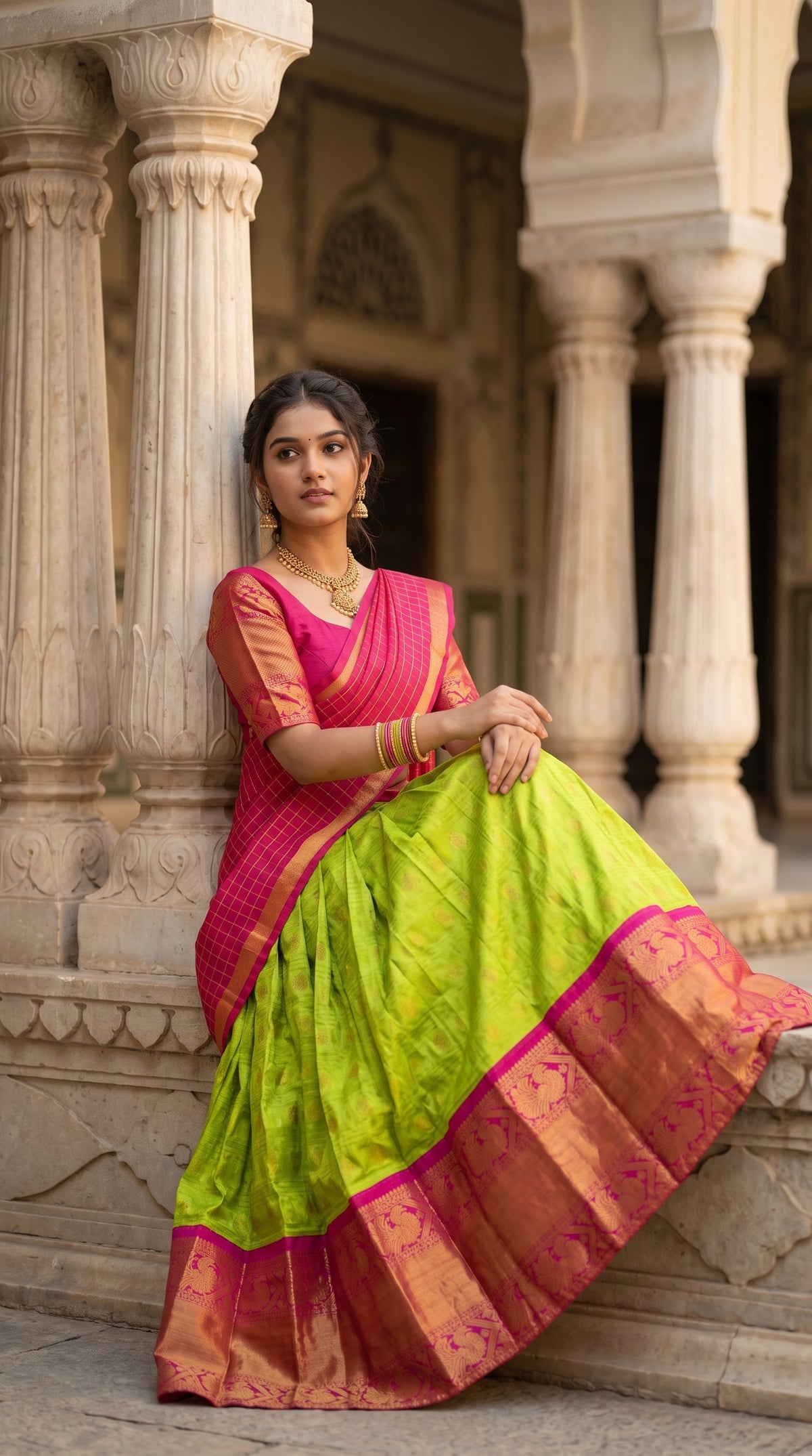 Green Kuppadam Silk Langa Voni