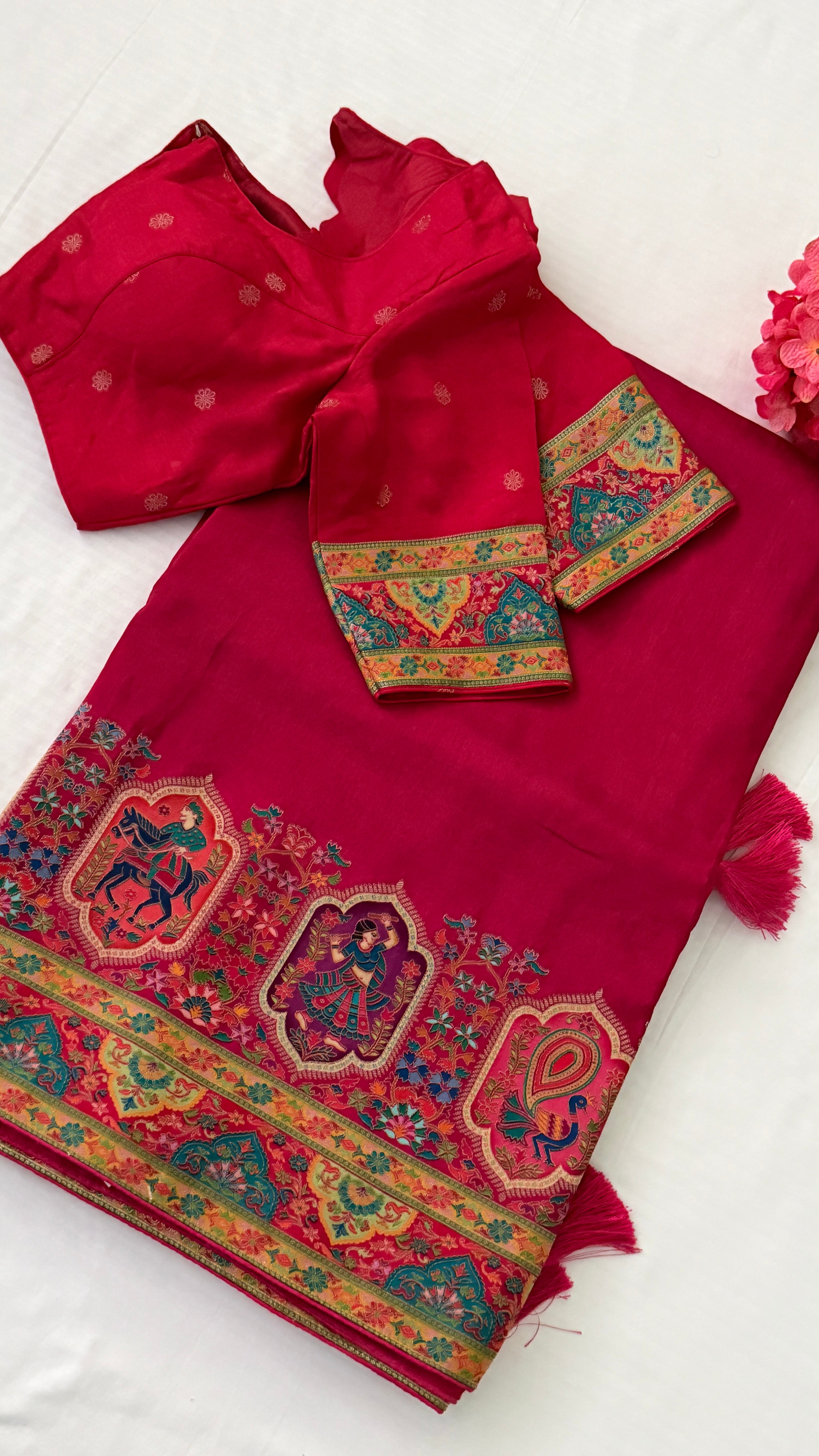 Pink Munga Silk Saree