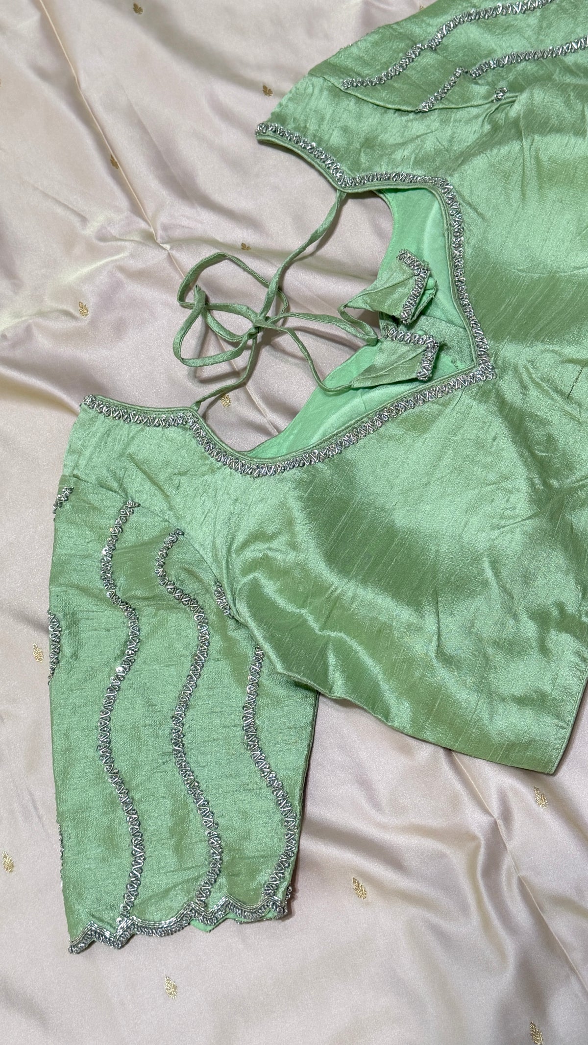Seaform Green Raw Silk Blouse