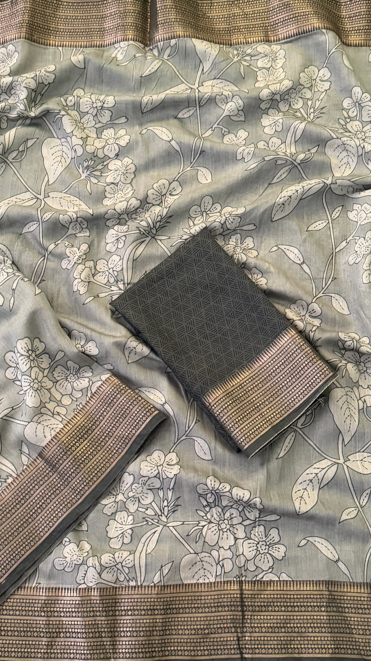 Grey Soft Cotton Saree