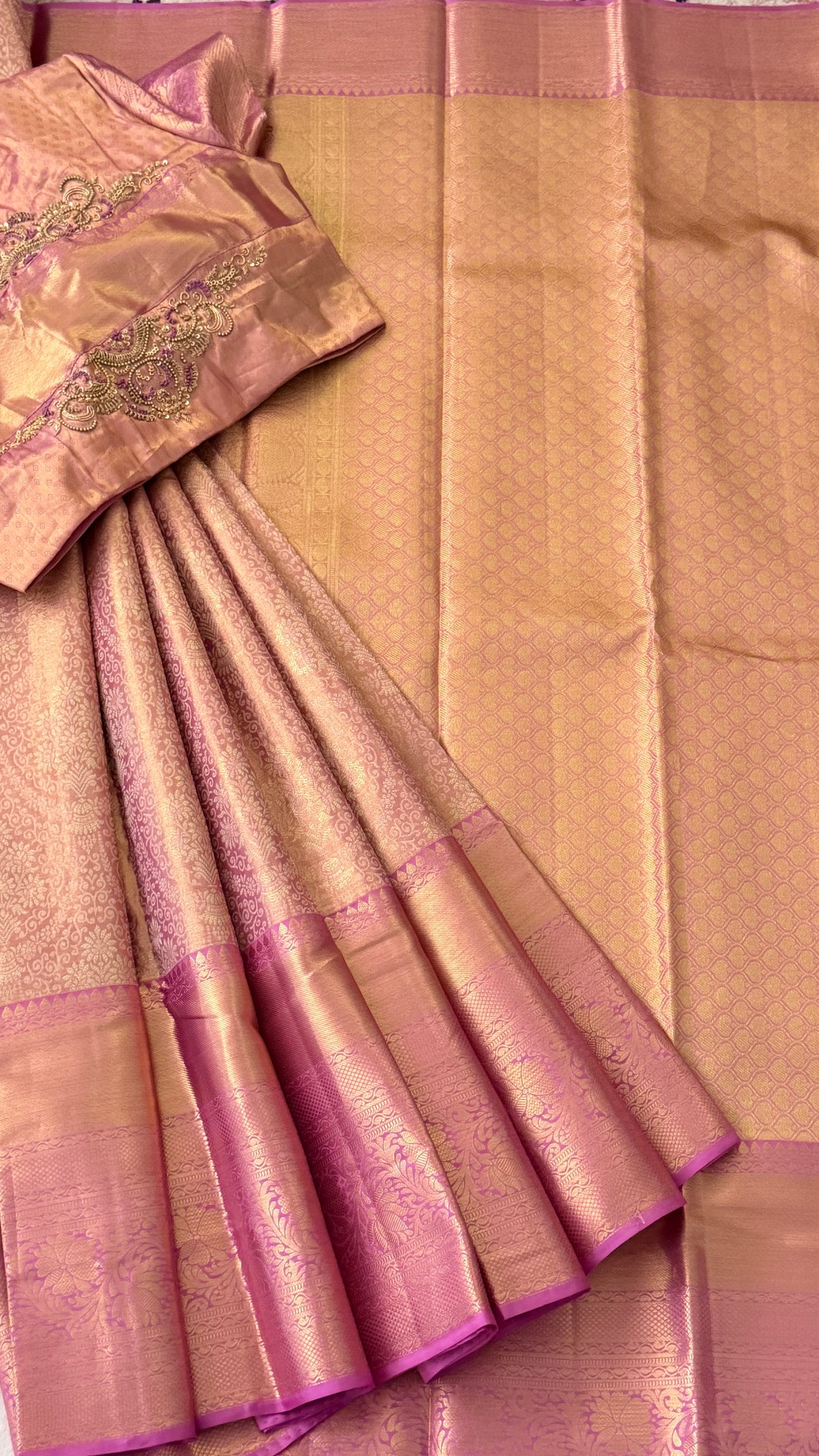 Rose Pink Kanchi Silk Saree