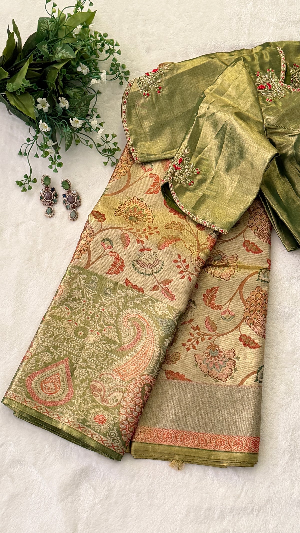 Olive Green Kanchi Silk Saree
