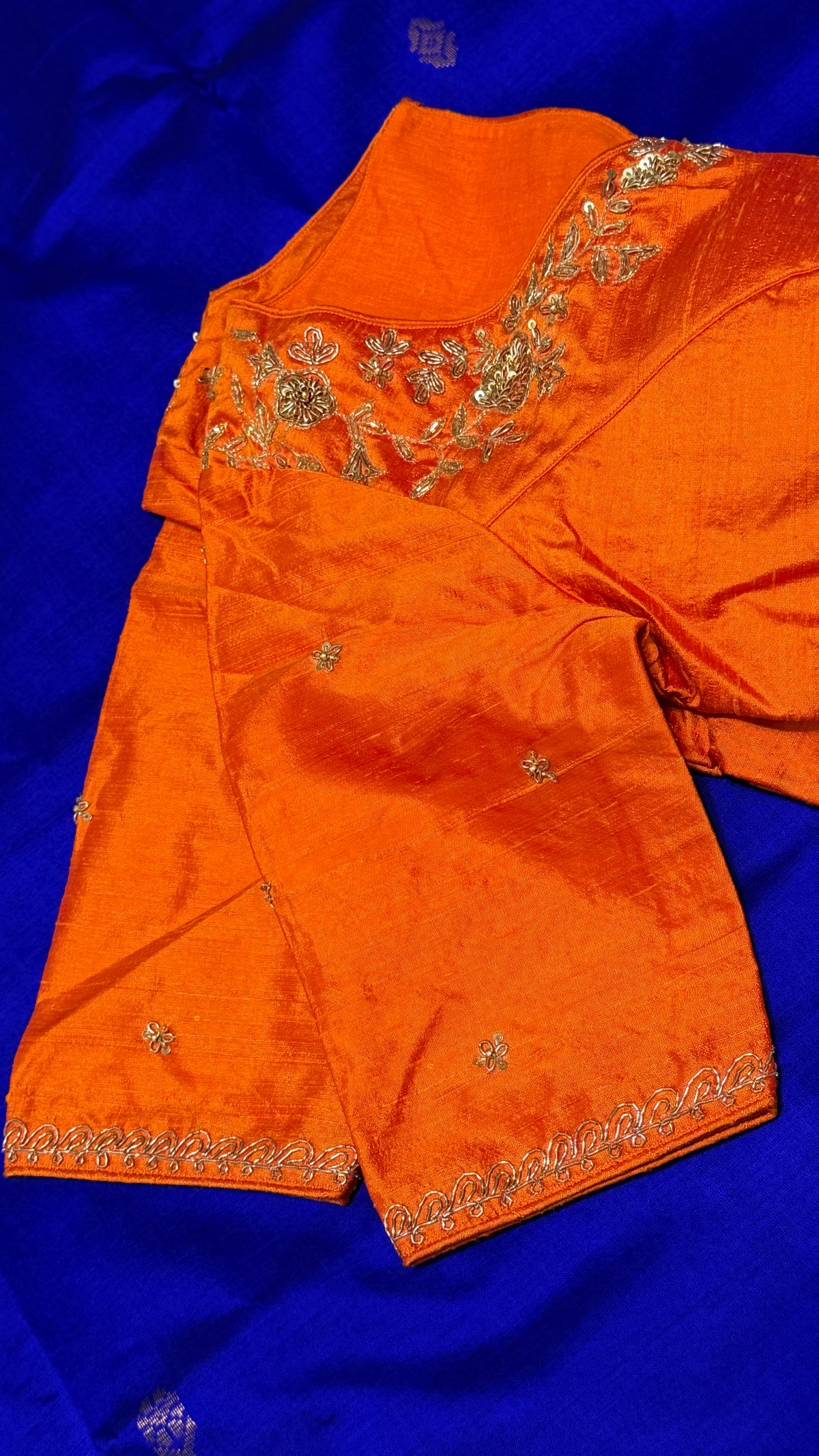 Orange Raw Silk Blouse