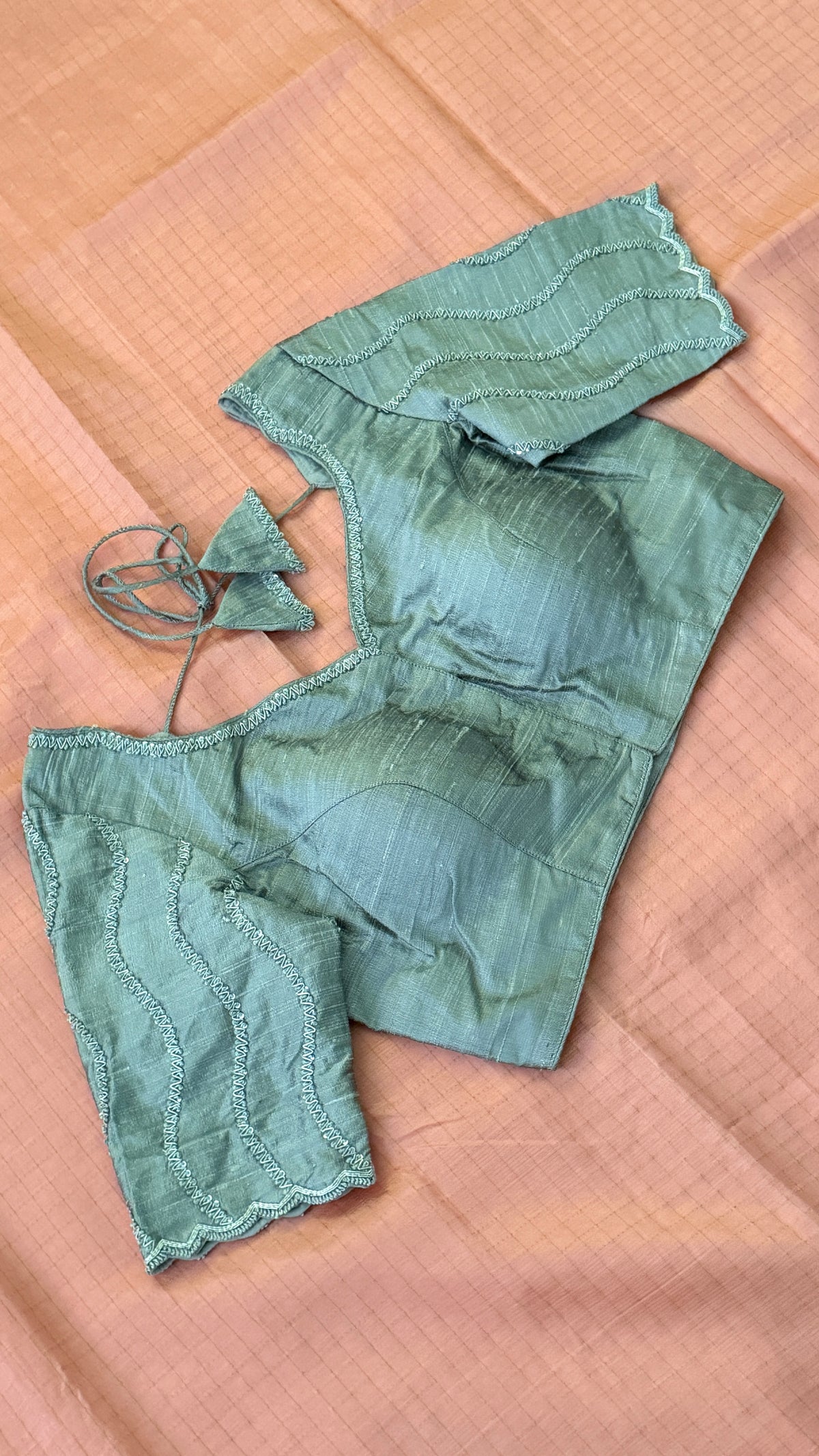 Grey Raw Silk Blouse