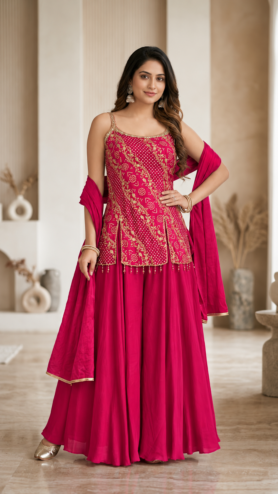 Pink Silk Sharara Suit