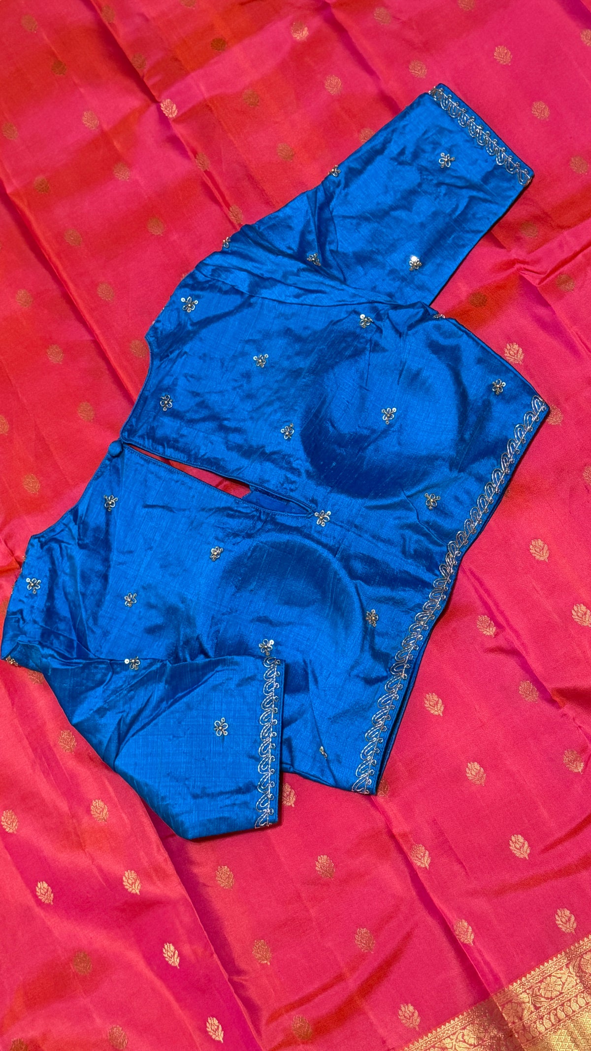 Royal blue Raw Silk Blouse