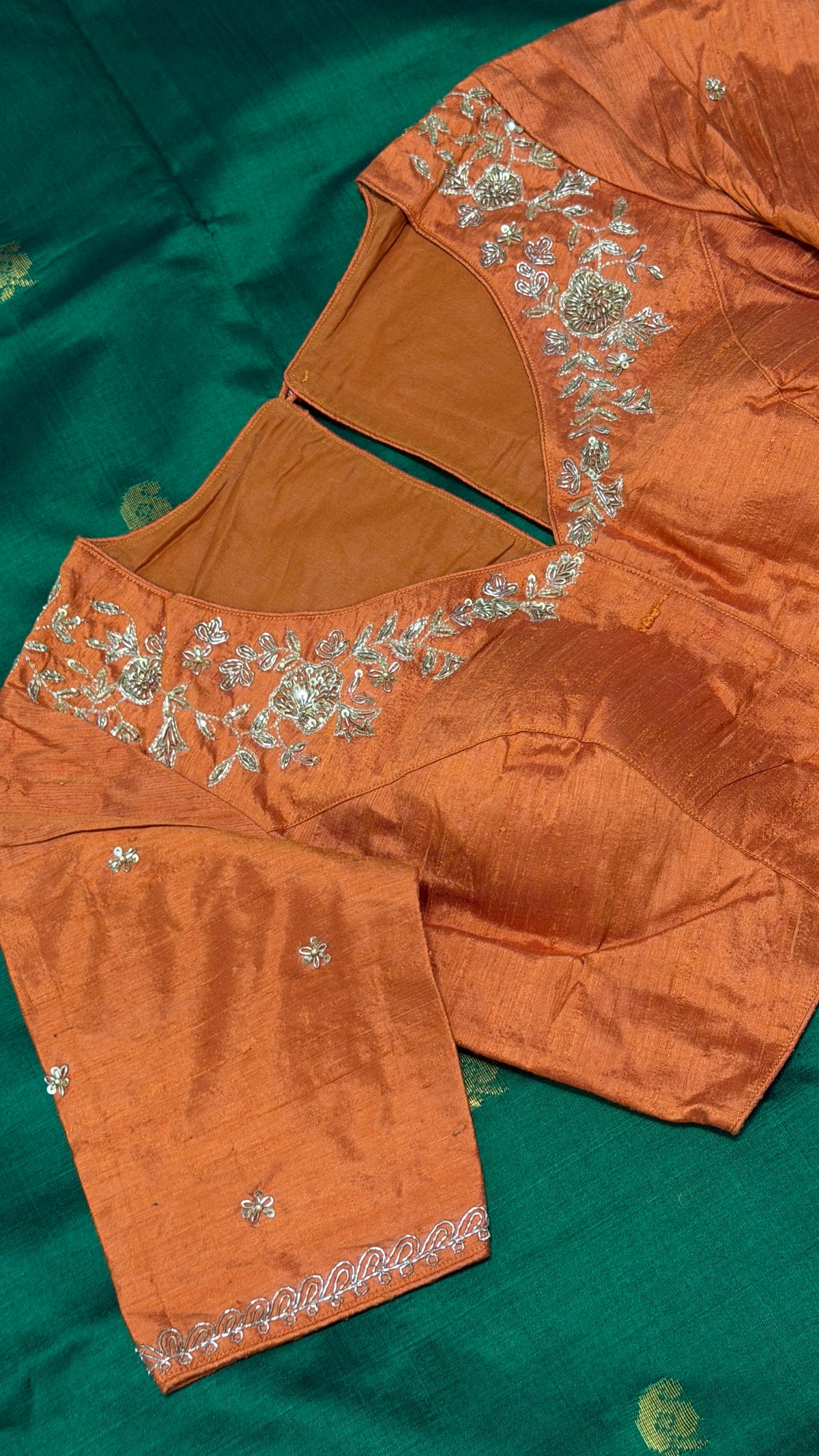 Burnt Orange Raw Silk Blouse
