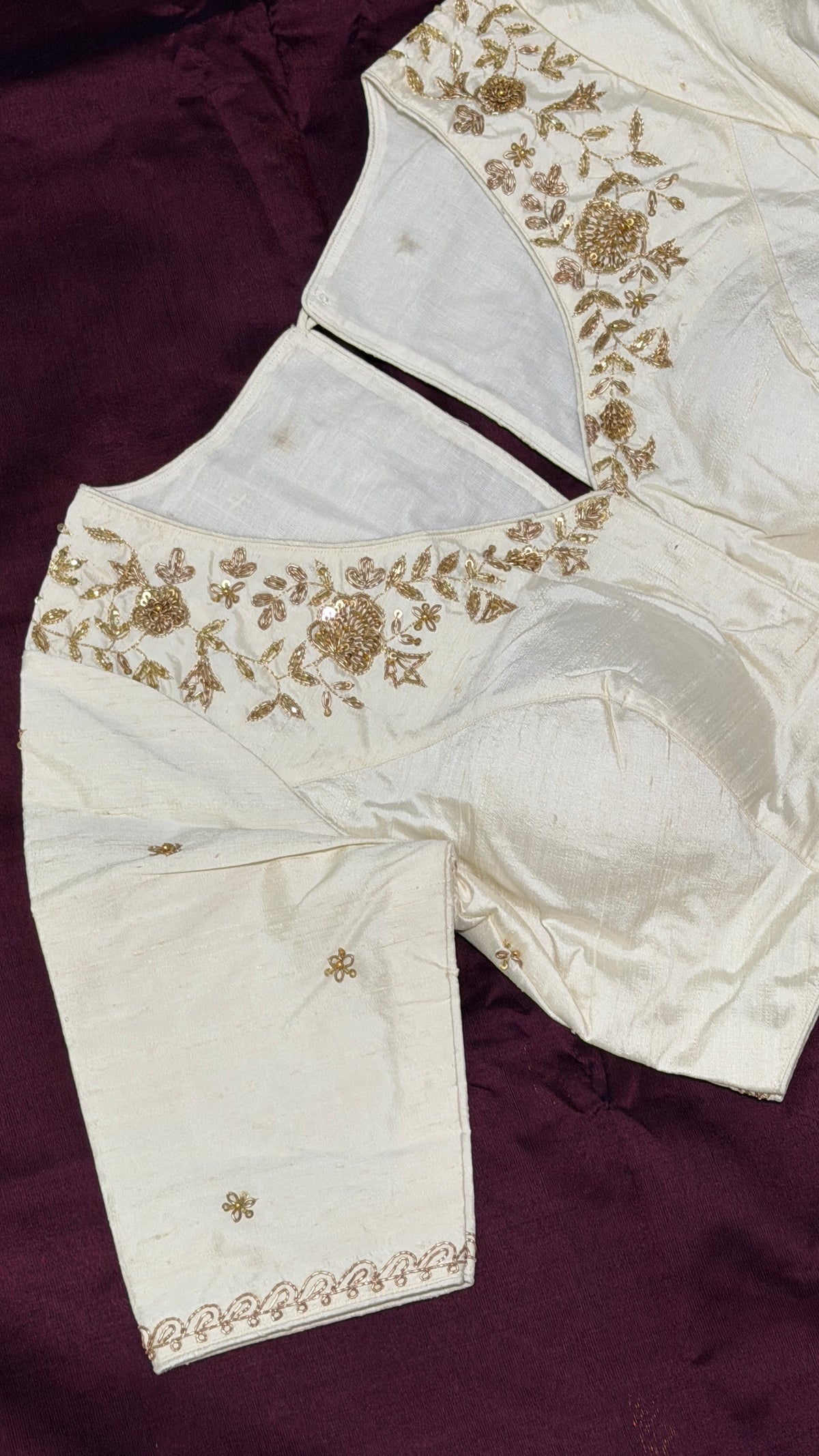 Off White Raw Silk Blouse