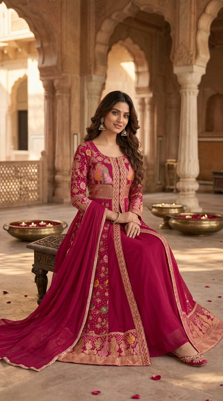 Pink Georgette Anarkali Suit
