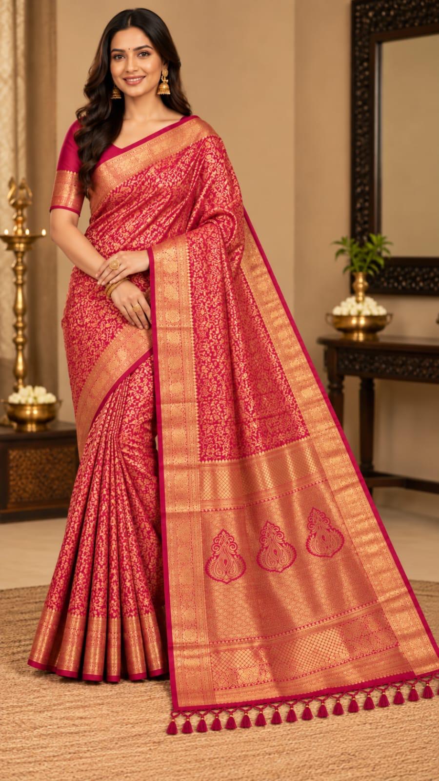 Pink Kanchi Silk Saree