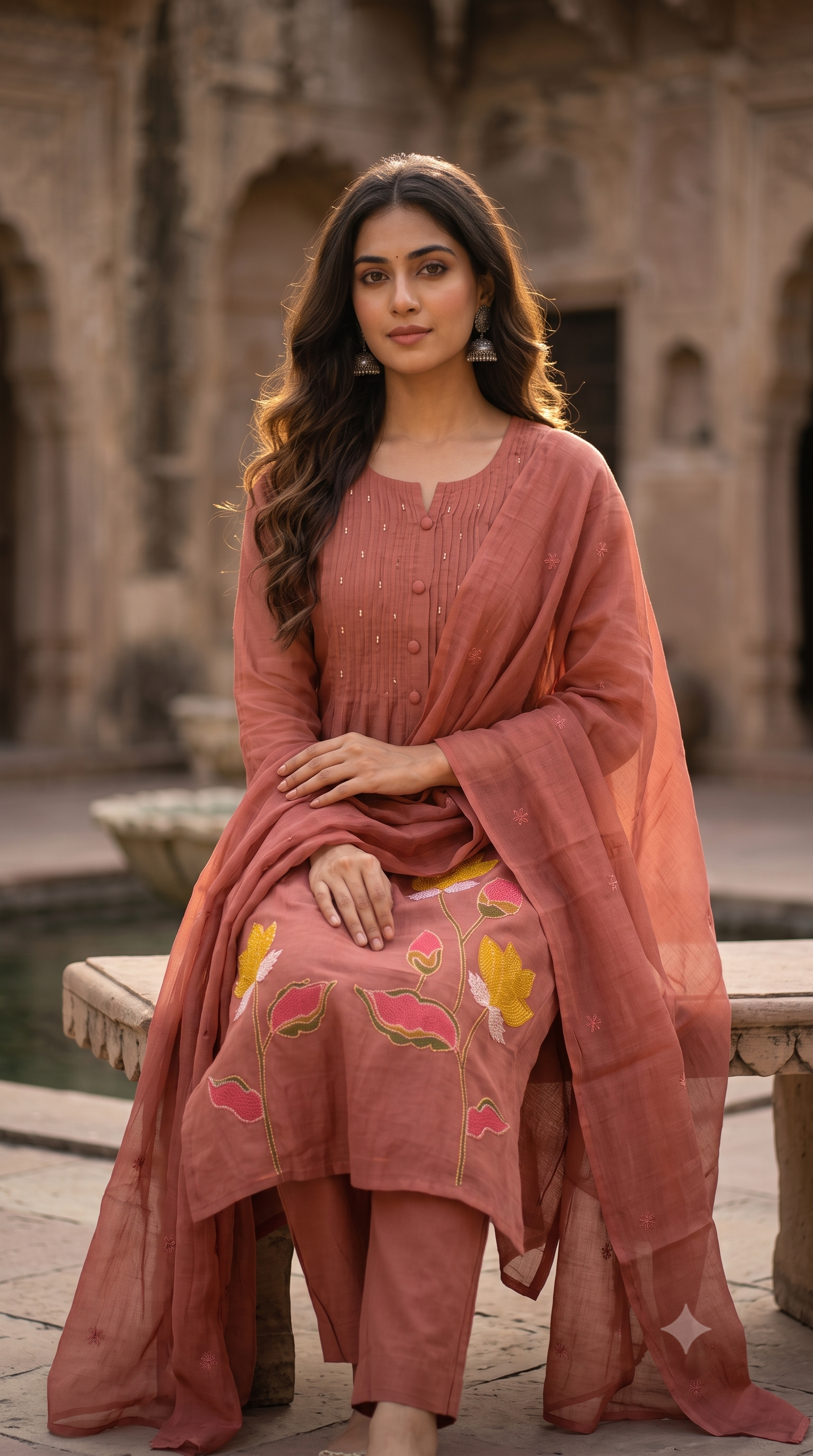 Mauve Mul Chanderi Salwar Suit