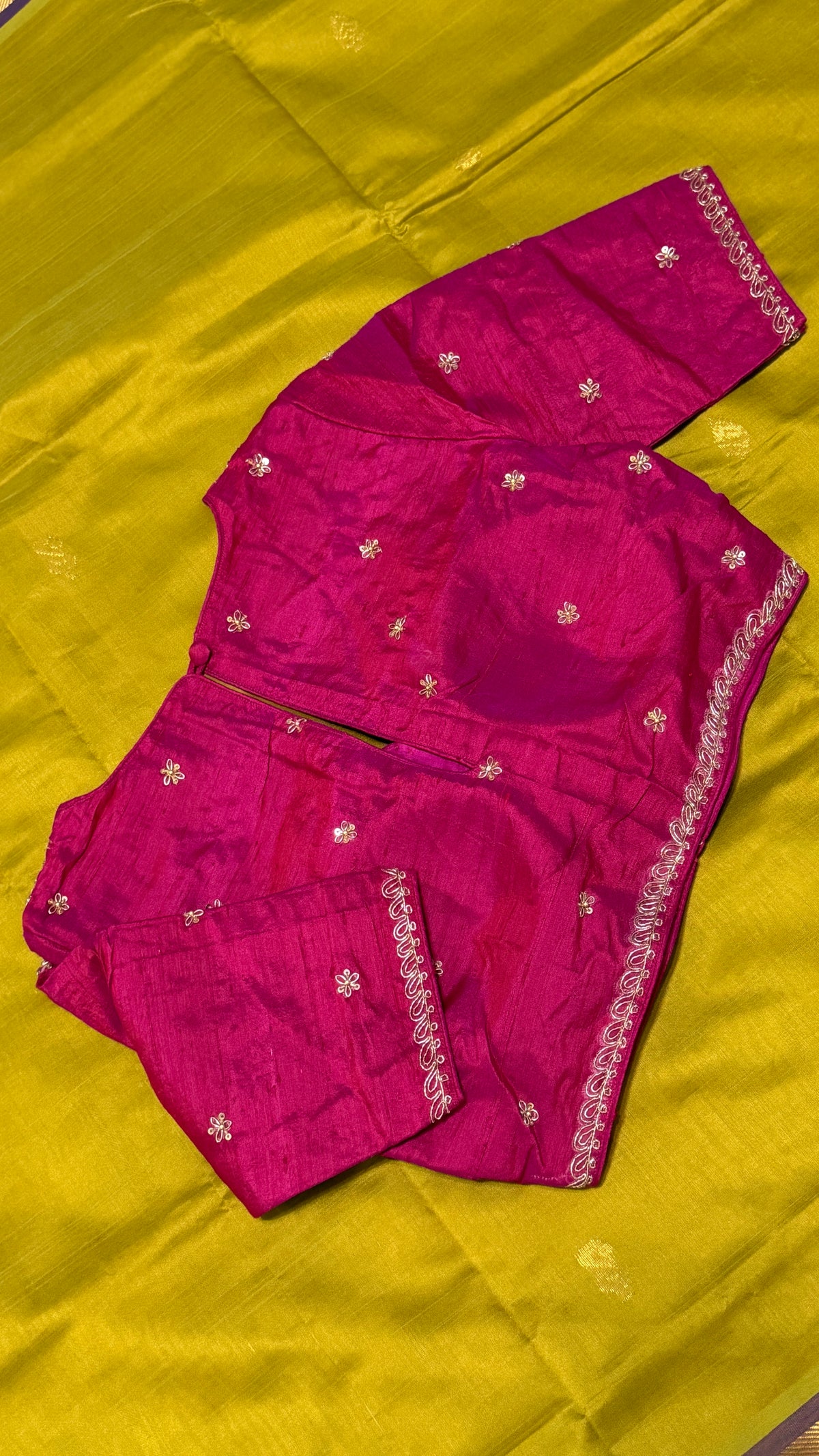 Magenta Raw Silk Blouse