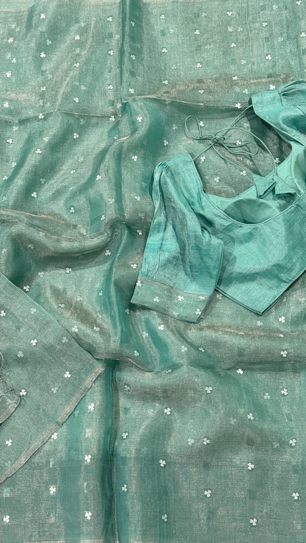 Sea Green Resham Tissue Silk Saree