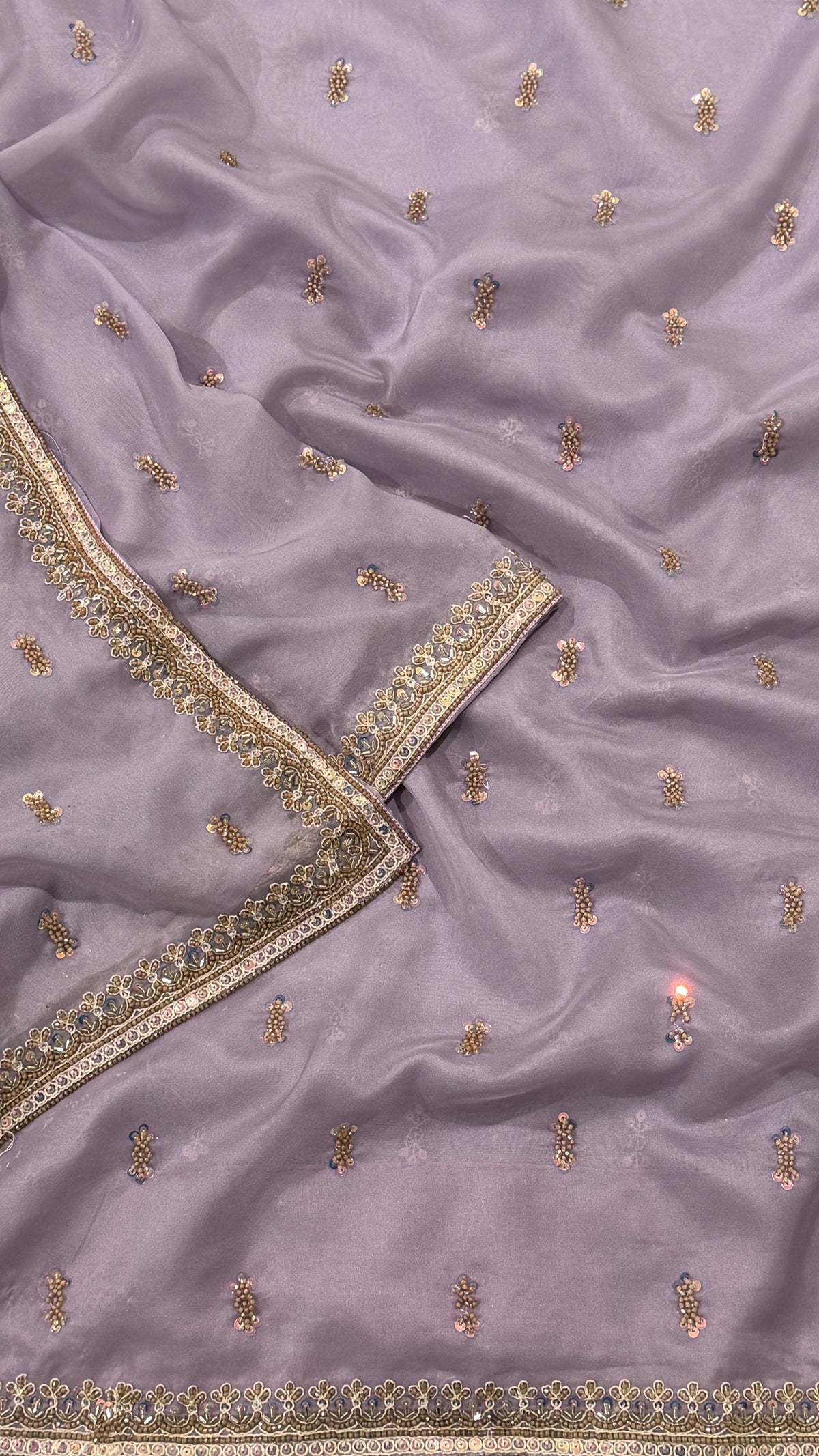 Lilac Organza Fancy Saree