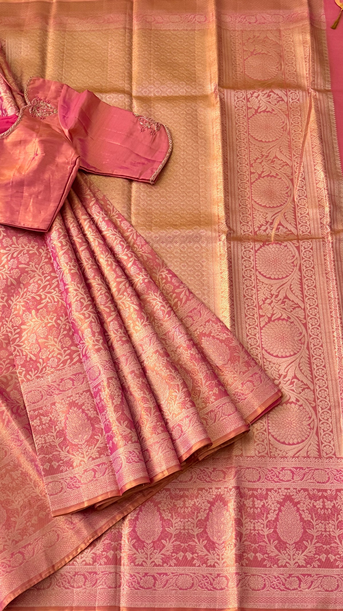 Rose Pink Kanchi Silk Saree