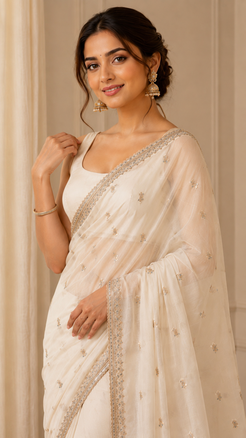 Off White Organza Saree