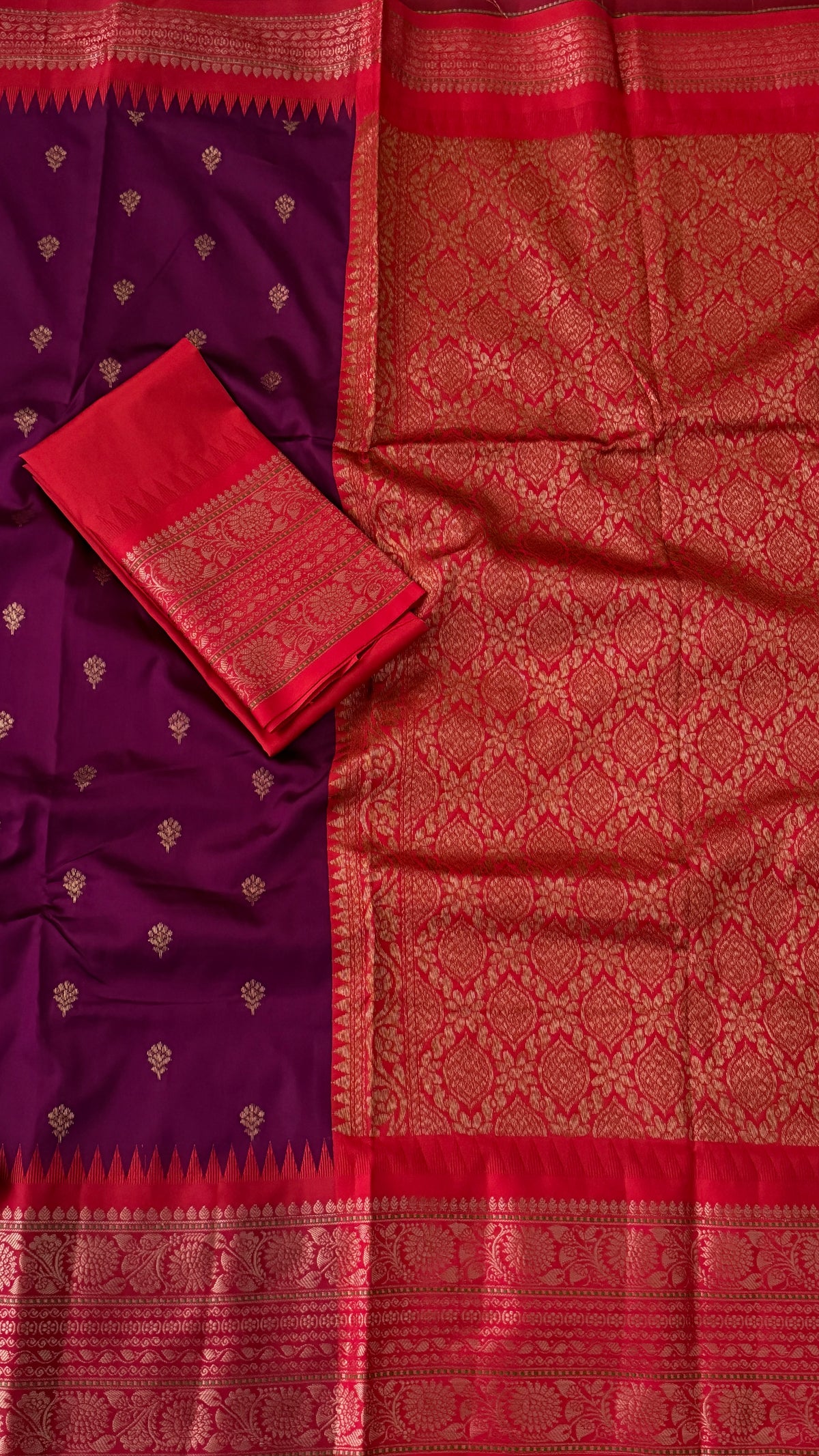 Magenta Semi Silk Saree