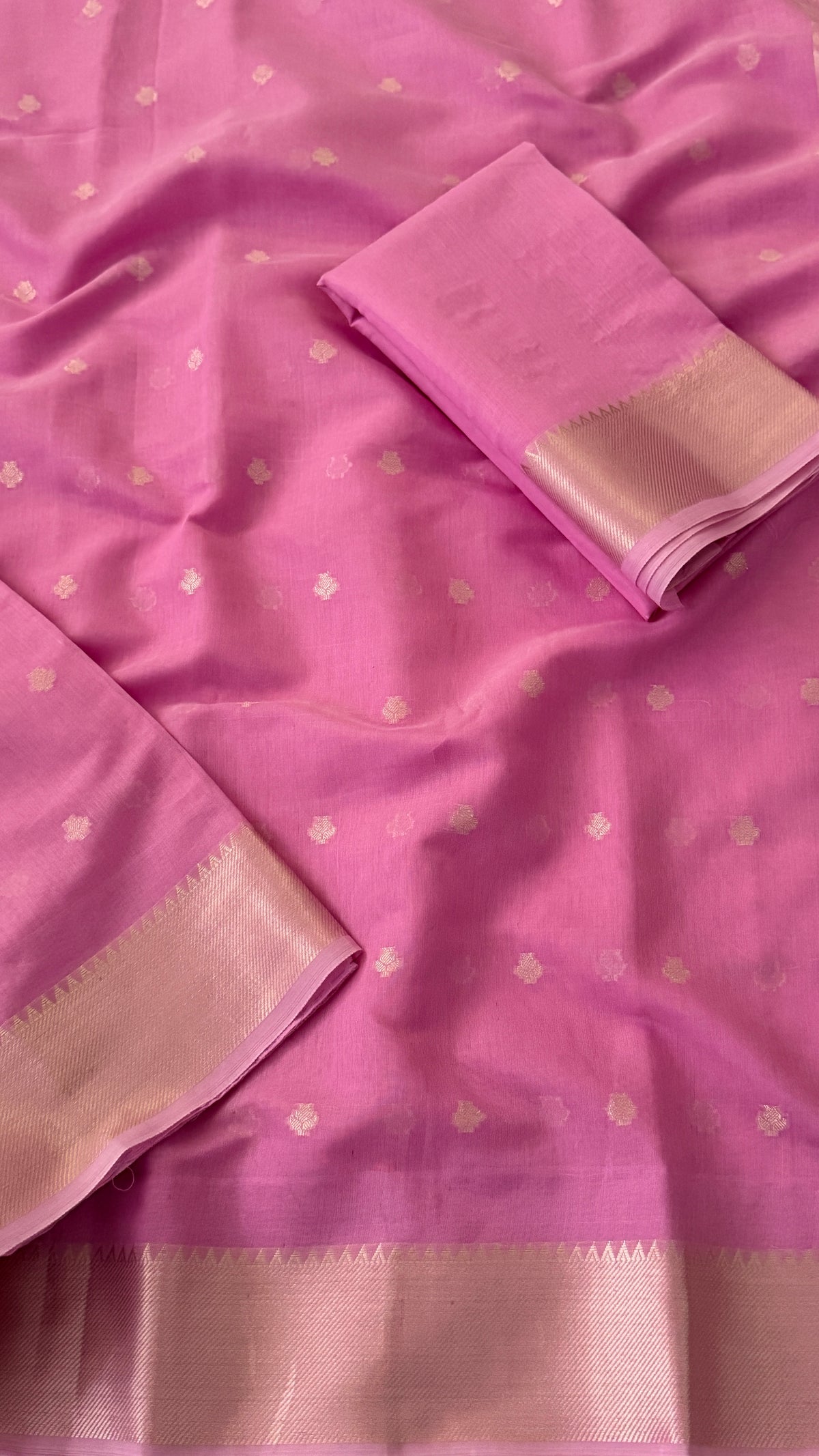 Bubblegum Pink Cotton Silk Saree