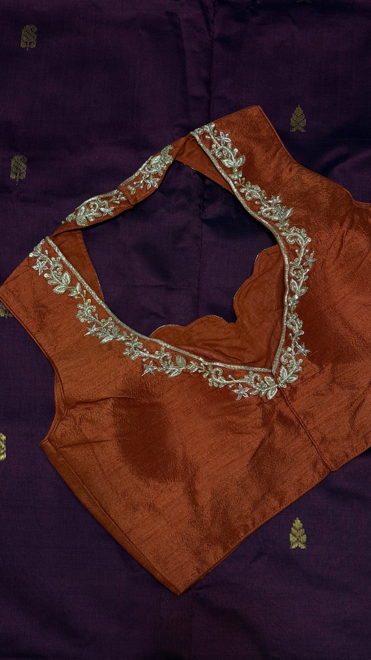 Burnt Orange Raw Silk Blouse