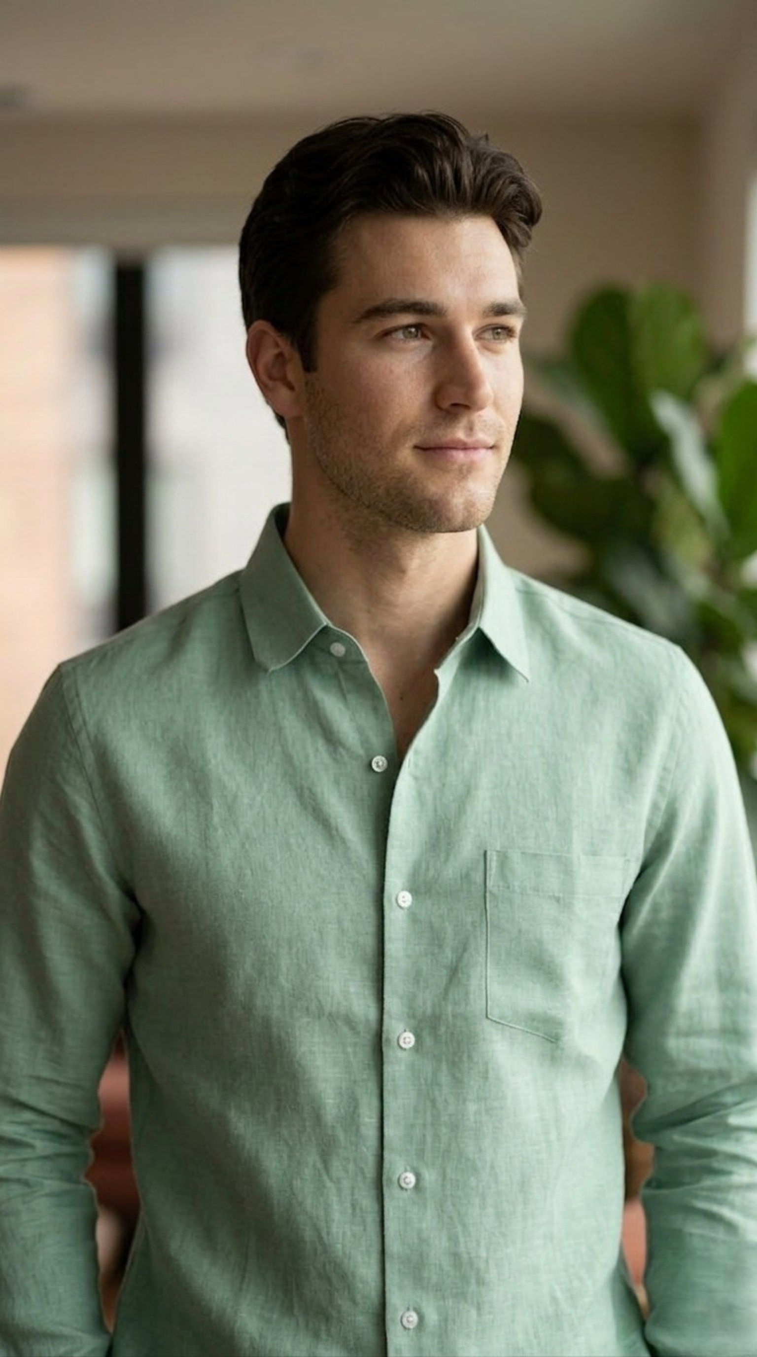 Teal Green Linen Shirt