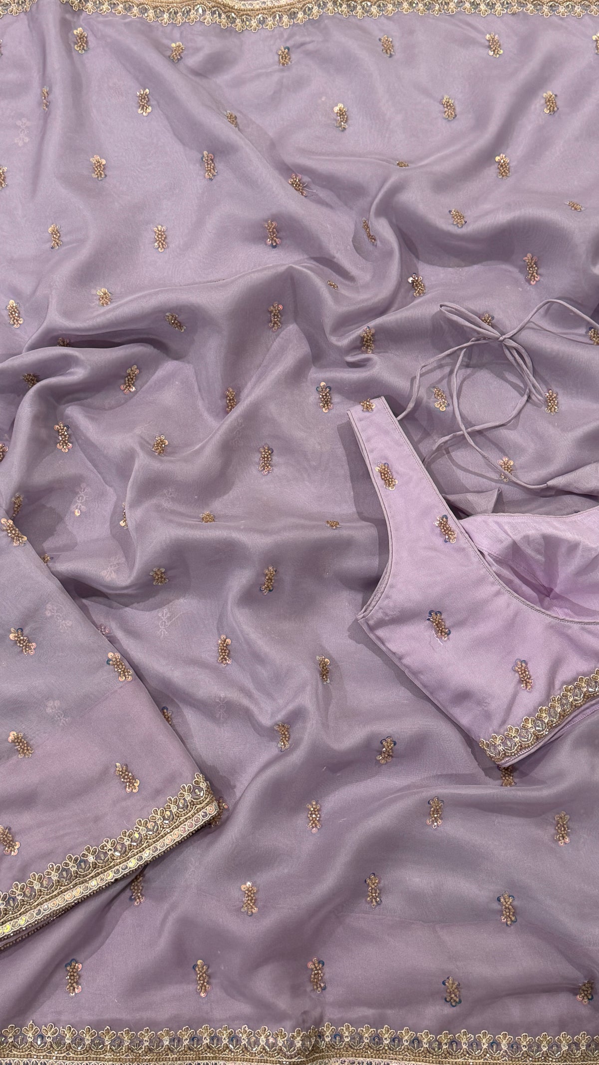 Lilac Organza Fancy Saree