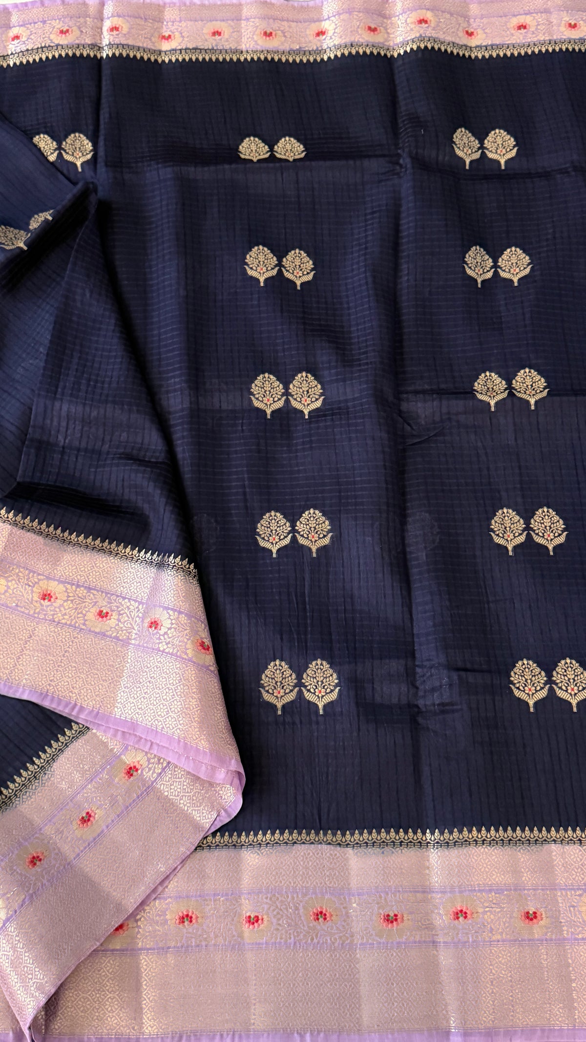 Navy Blue Viscode Beneras Silk Festive Saree