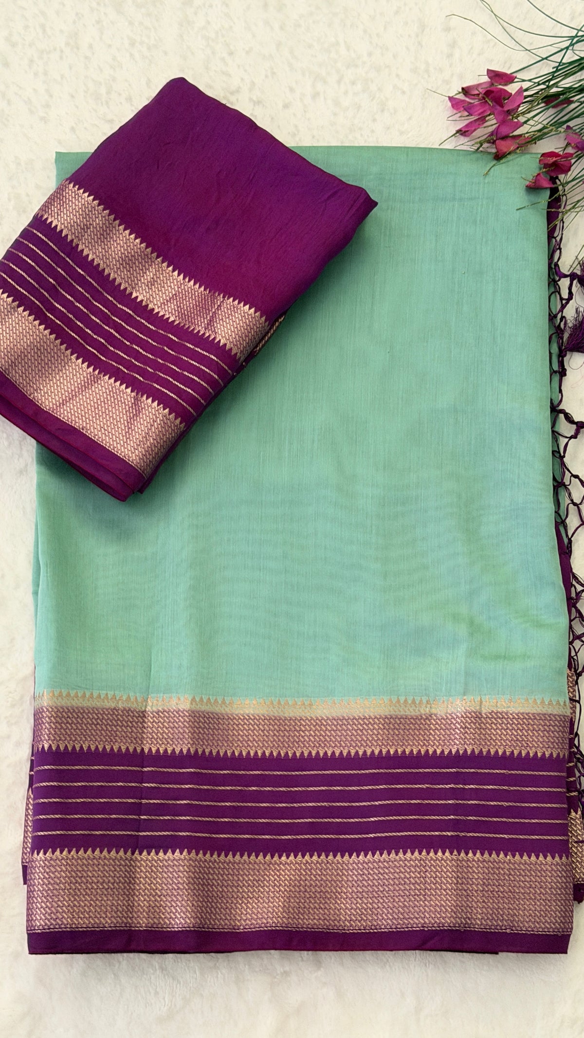 Aqua Blue Soft Cotton Saree