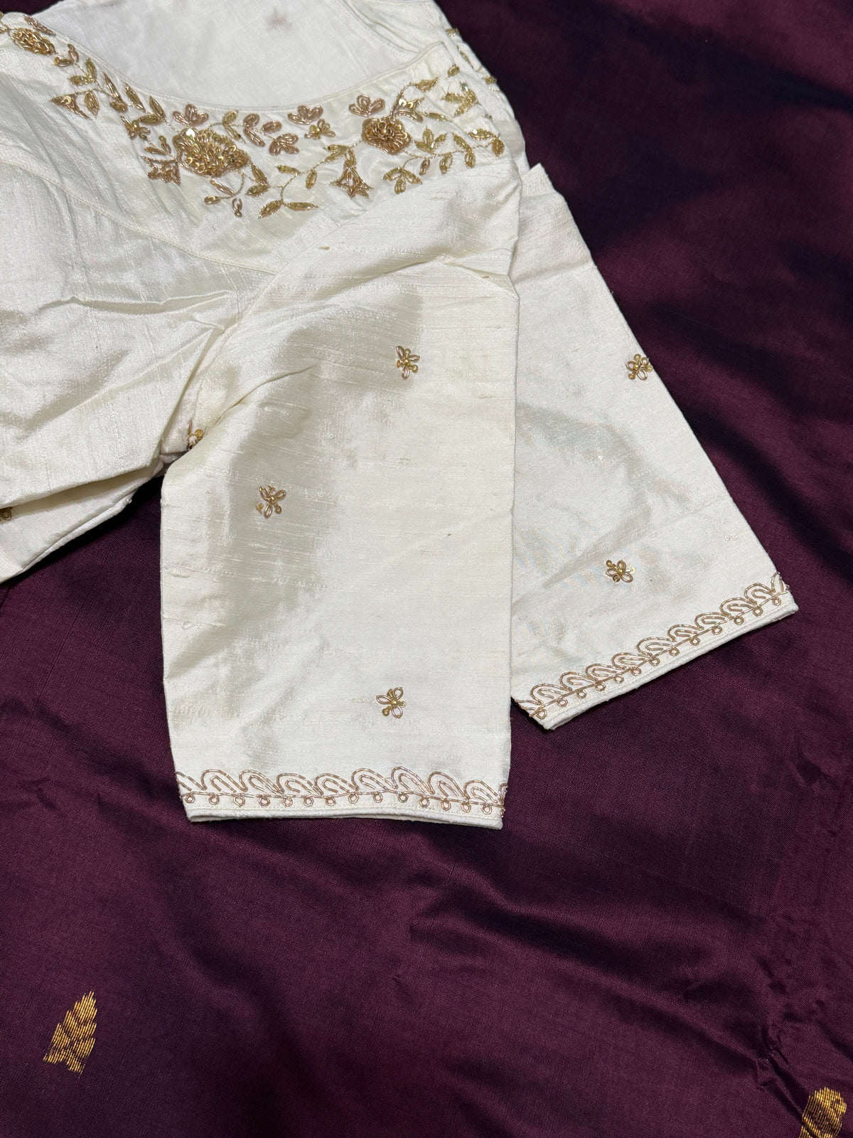 Off White Raw Silk Blouse