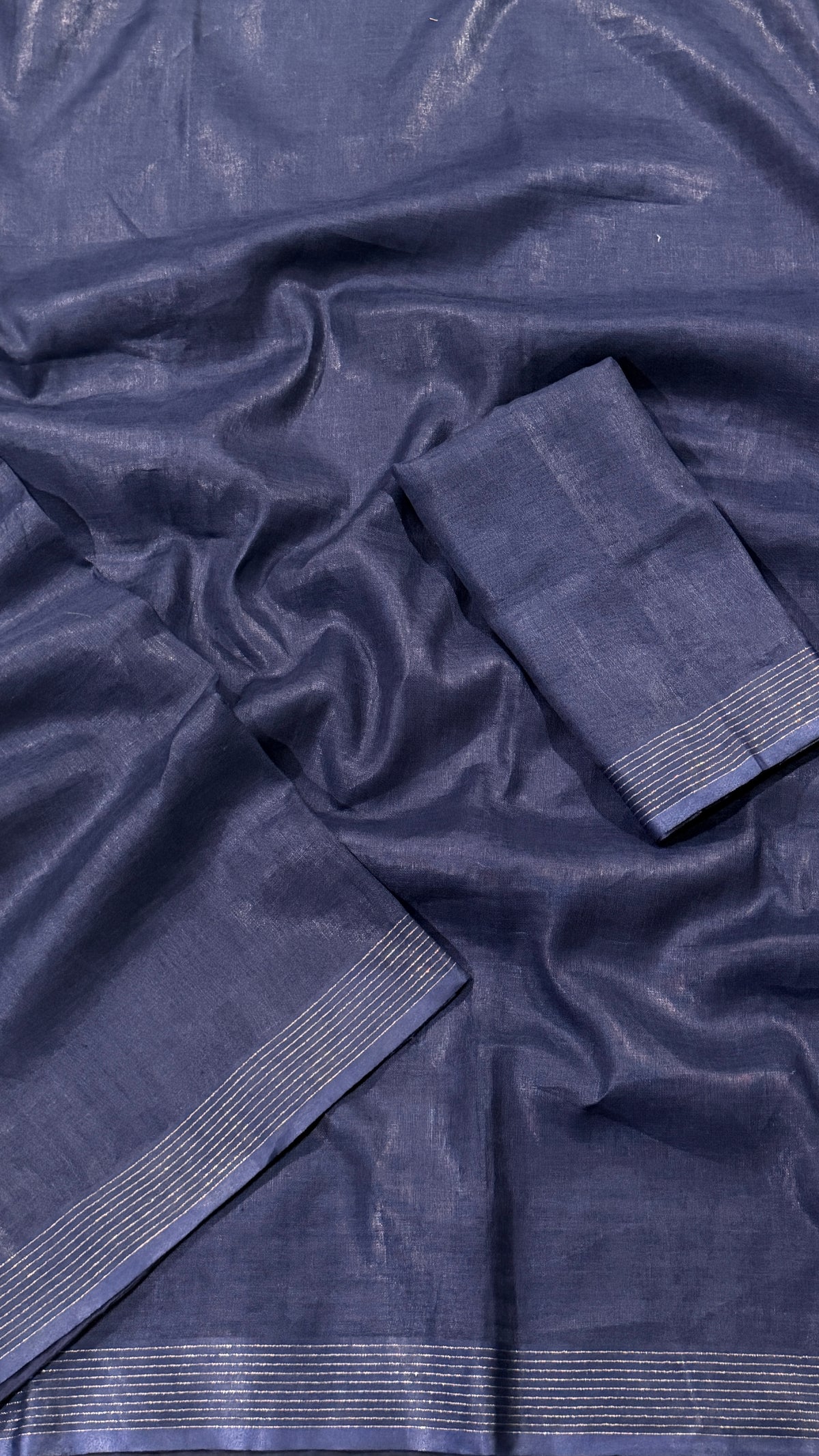 Blue Linen Saree