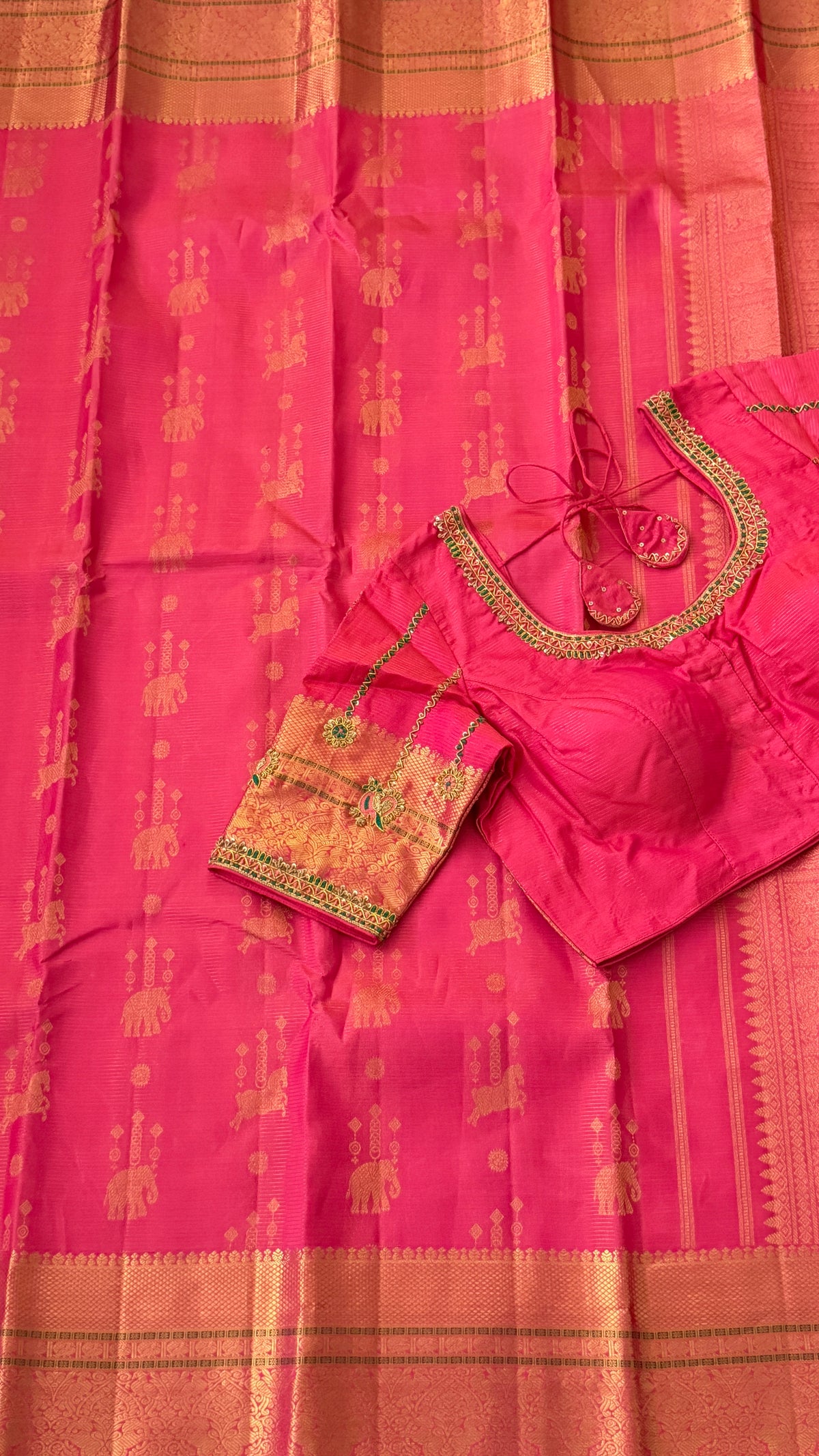 Hot Pink Kanchi Silk Saree