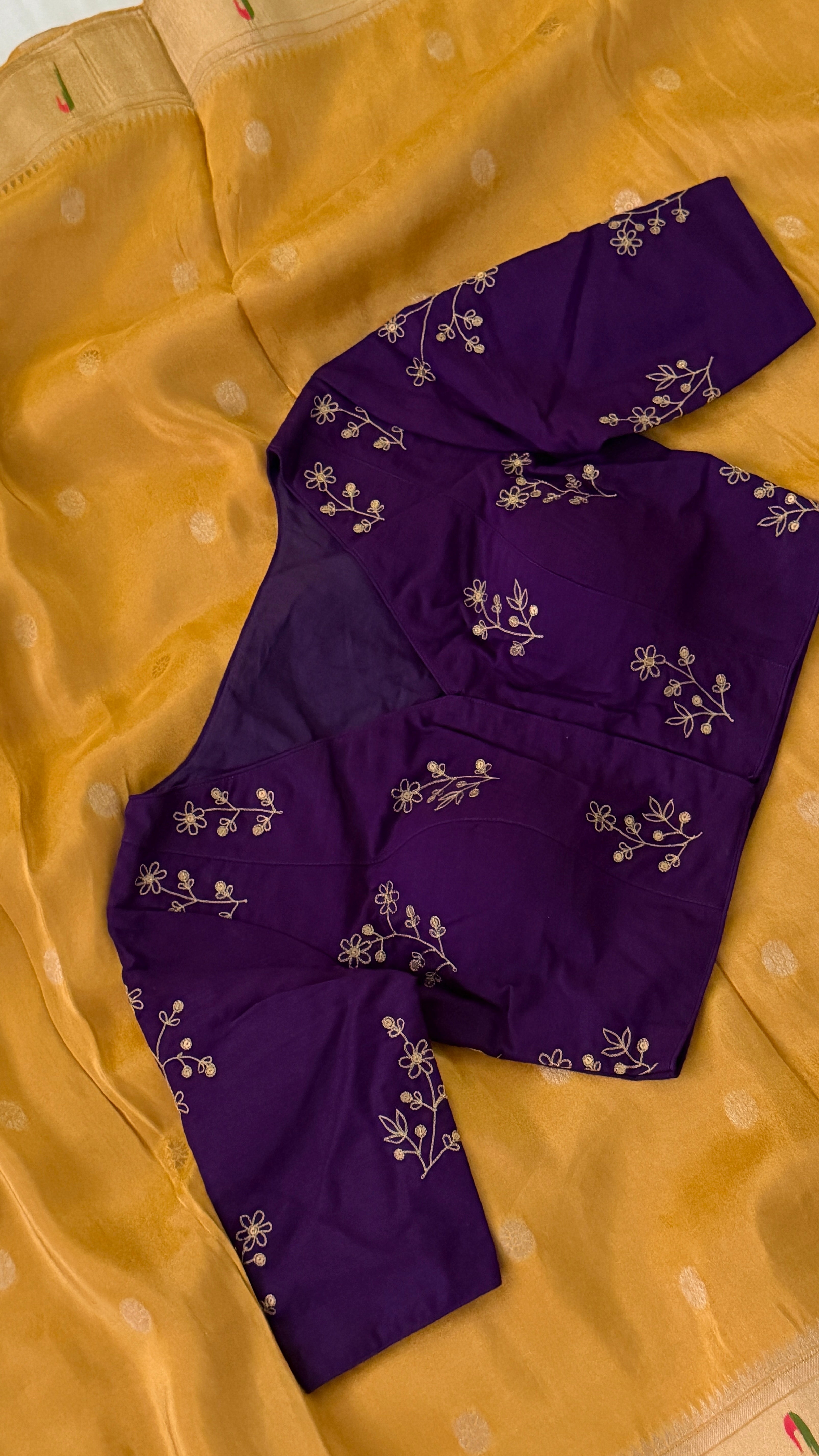 Violet High-V Bouquet Blouse
