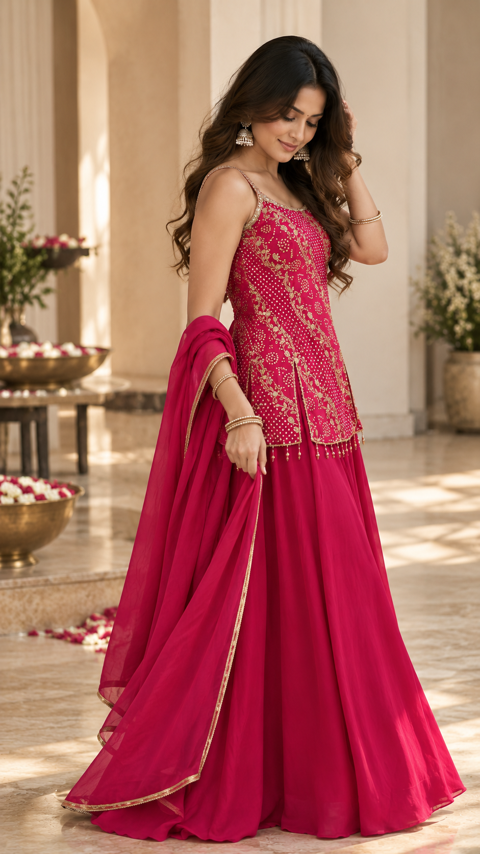 Pink Silk Sharara Suit
