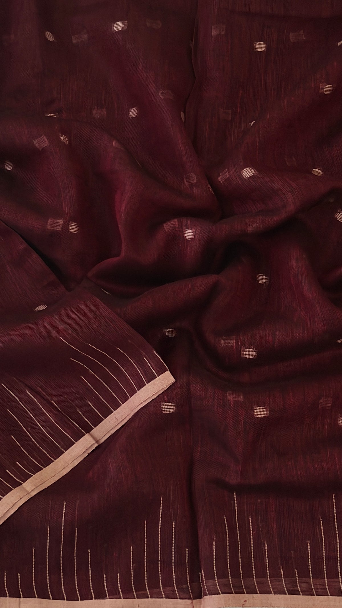 Maroon Linen Saree