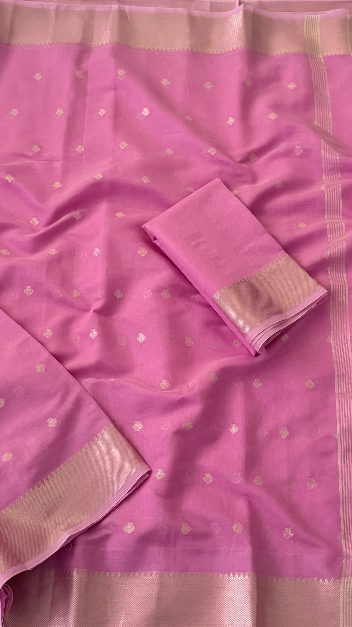 Bubblegum Pink Cotton Silk Saree