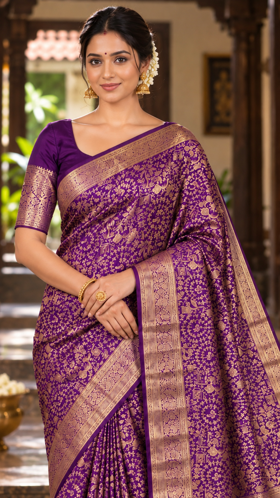 Violet Kanchi Silk Saree