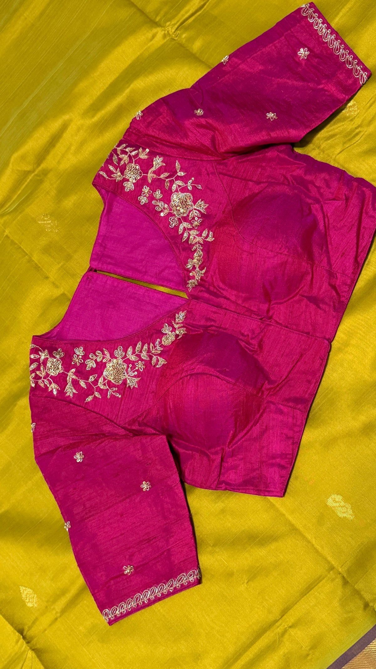Magenta Raw Silk Blouse