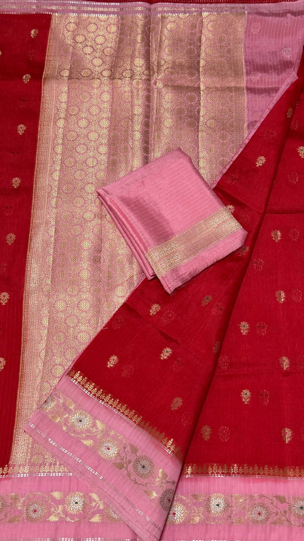 Red Viscose Beneras Silk Saree