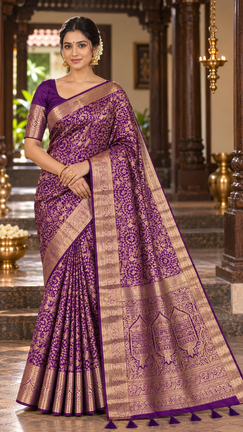 Violet Kanchi Silk Saree