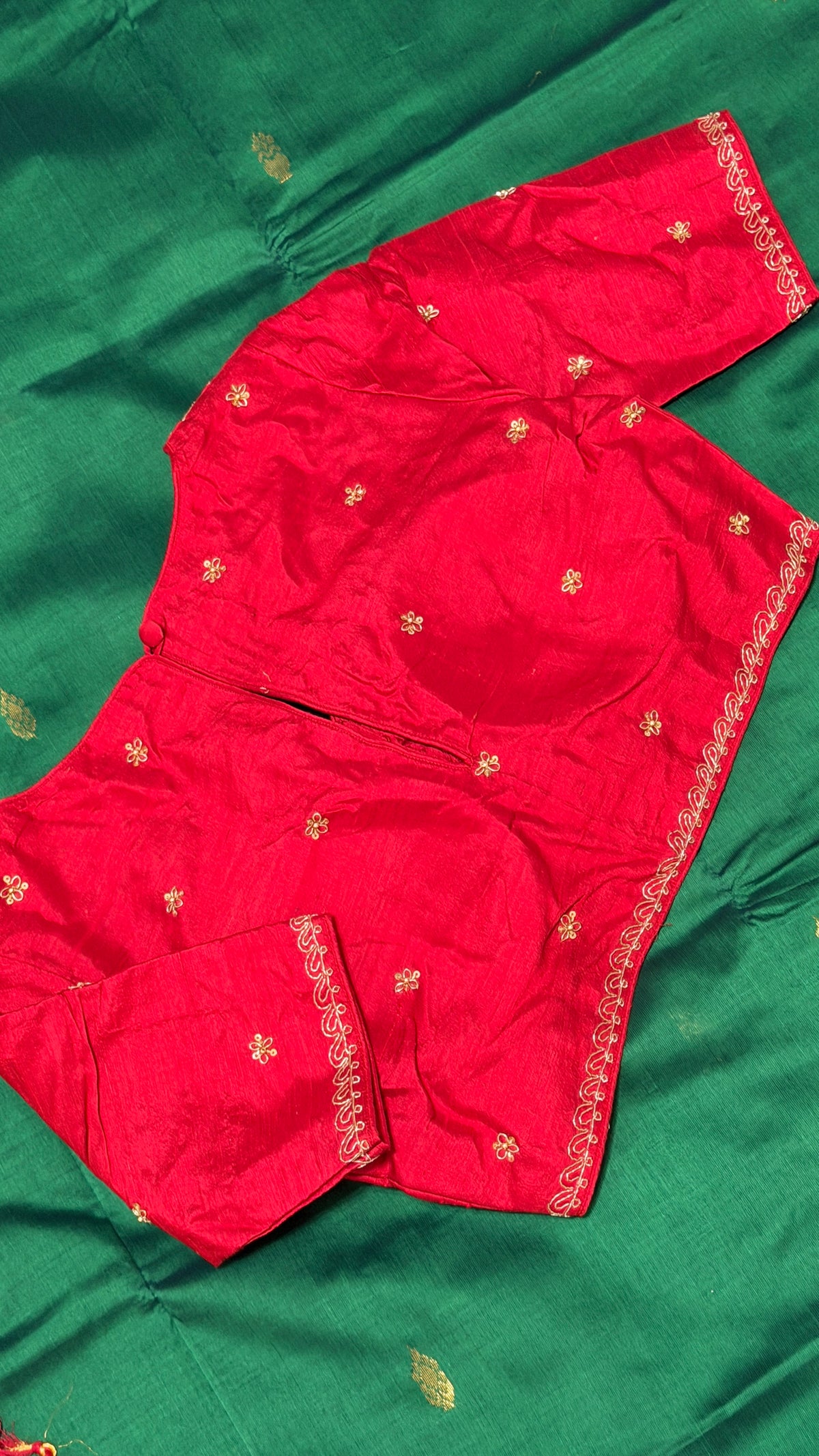 Red Raw Silk Blouse