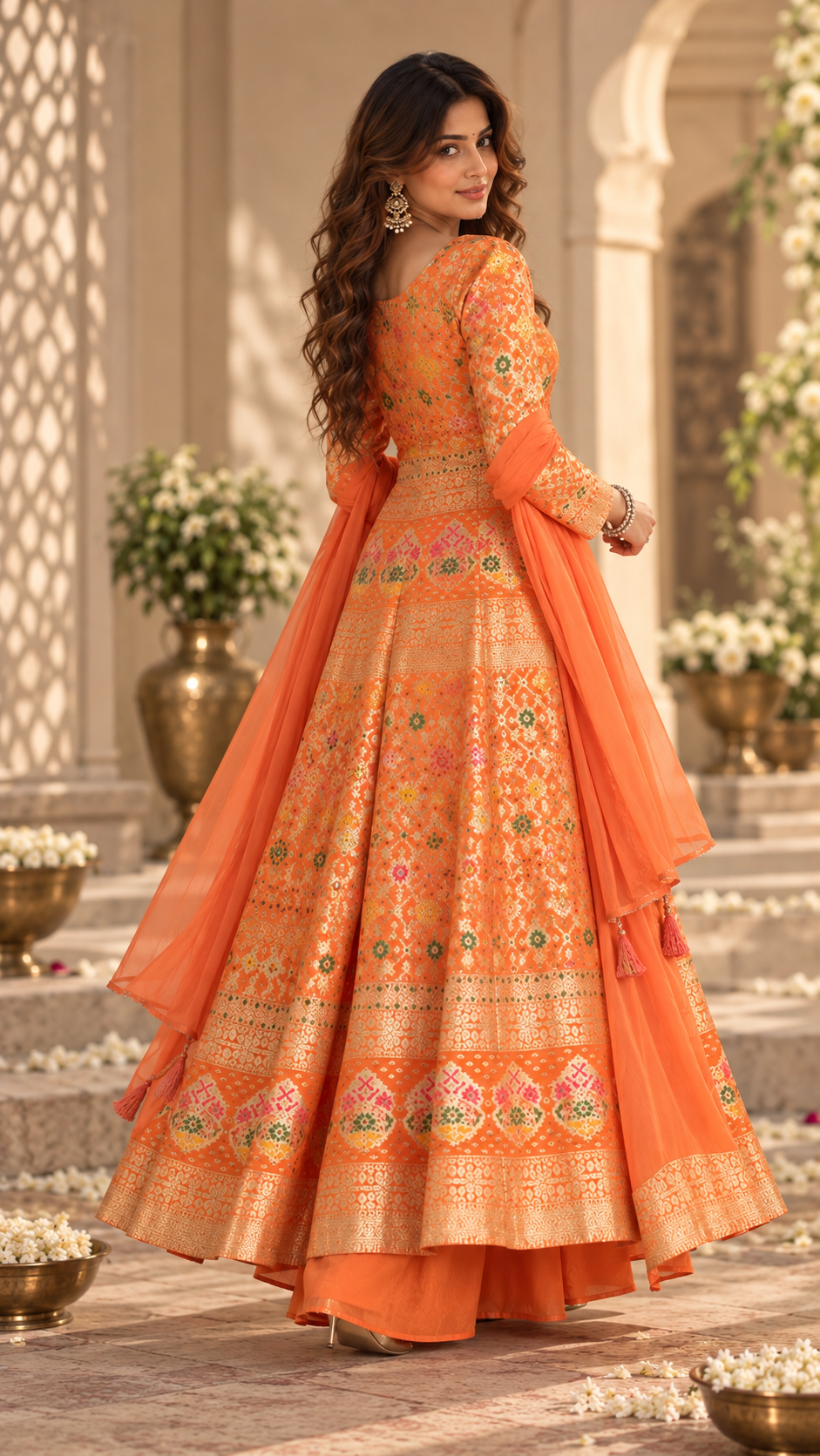 Orange Georgette Anarkali Suit